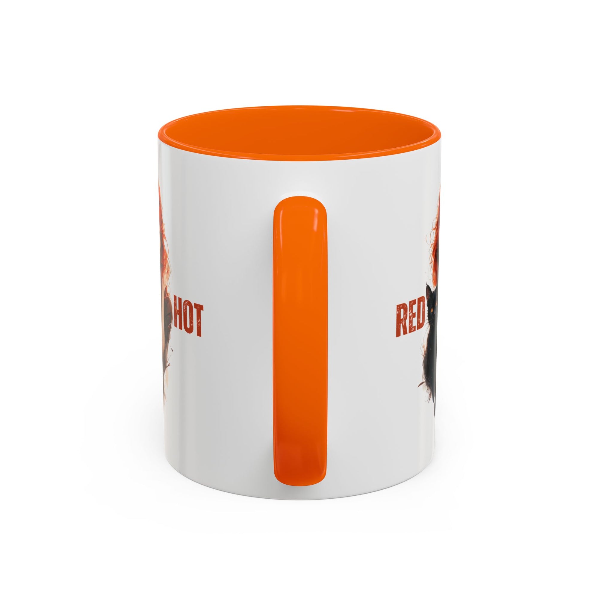 Red Hot Coffee Mug with Artistic Cat-Themed Design