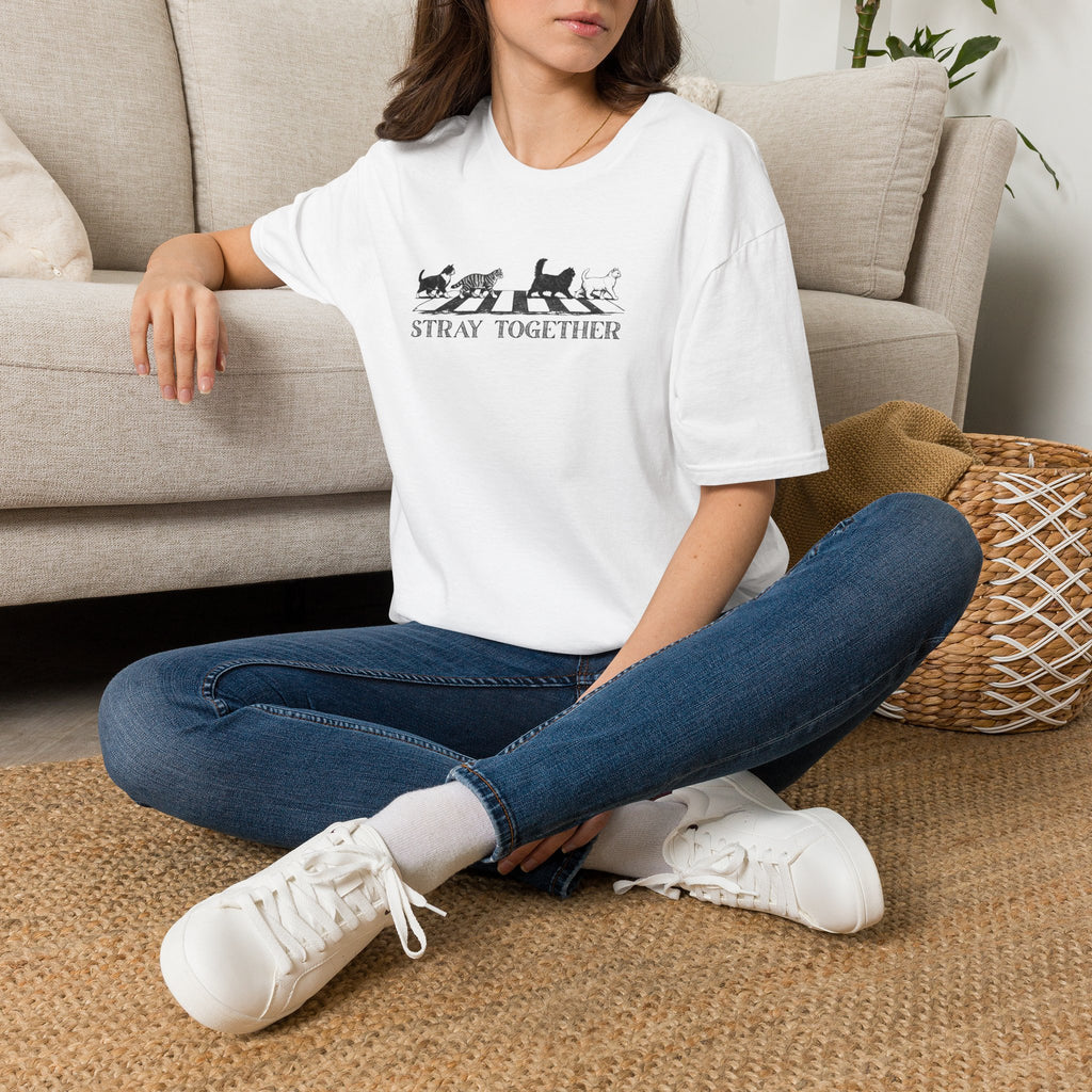Stray Together Cat Crosswalk T-Shirt | Minimalist Cat Lover Graphic Tee