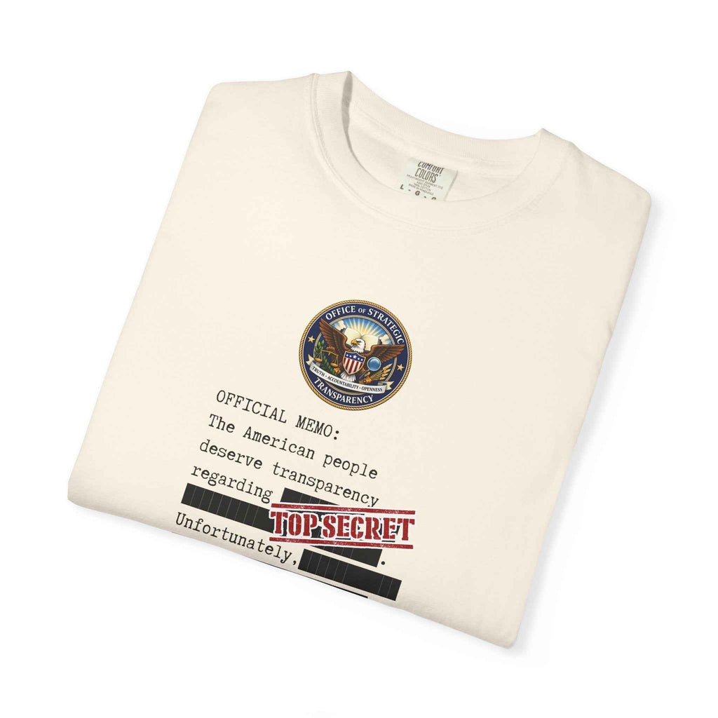 Official Memo “Top Secret” Unisex T-Shirt – Redacted Transparency Graphic Tee