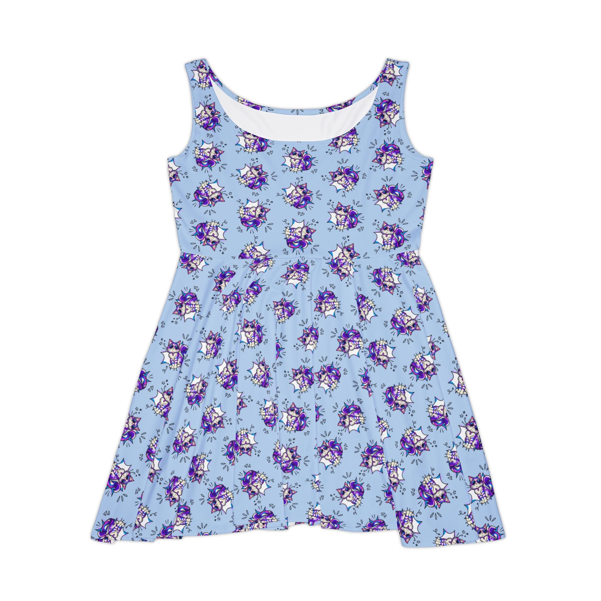 Retro Comic Cat Skater Dress