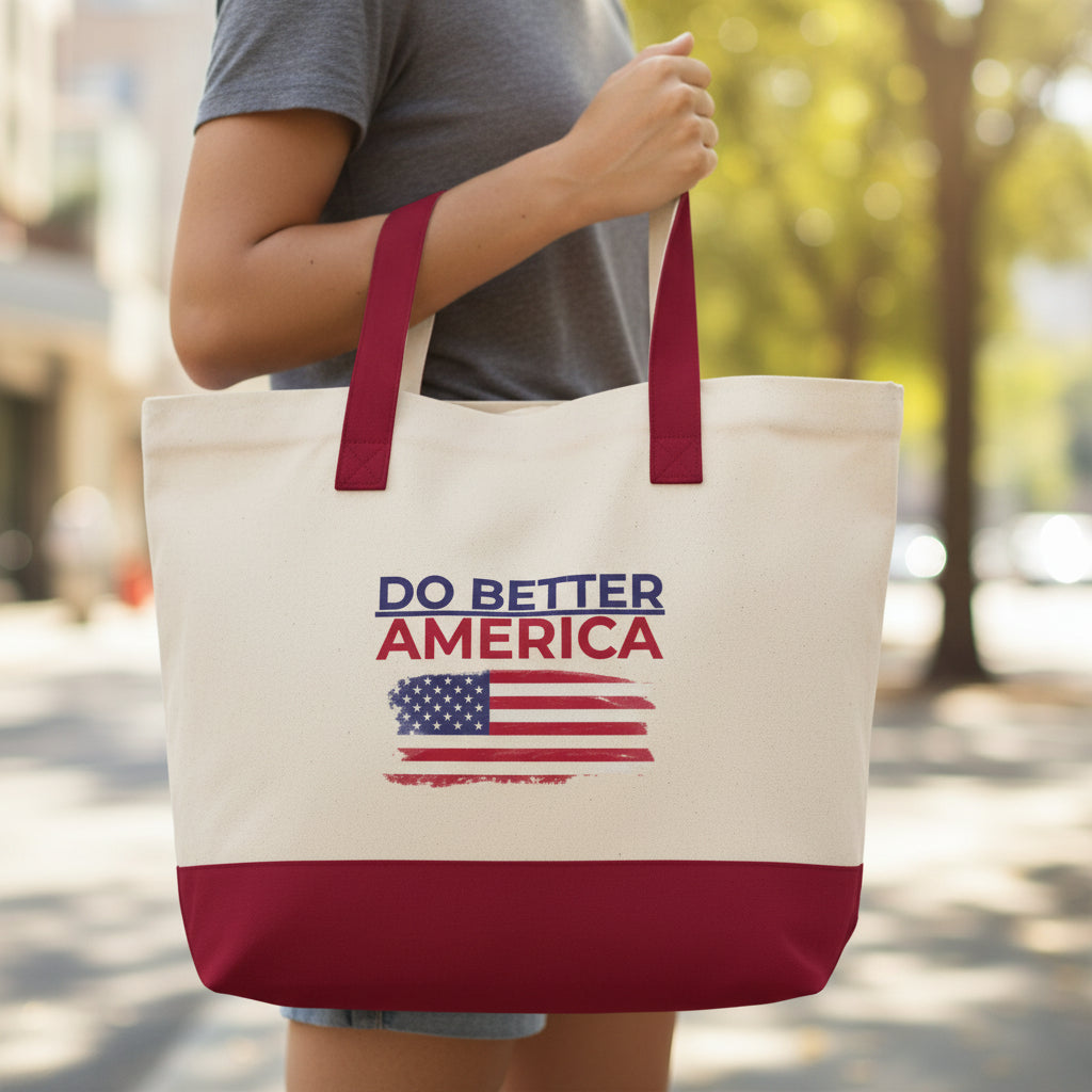 Do Better America Canvas Tote Bag – Patriotic Heavyweight Zipper Tote