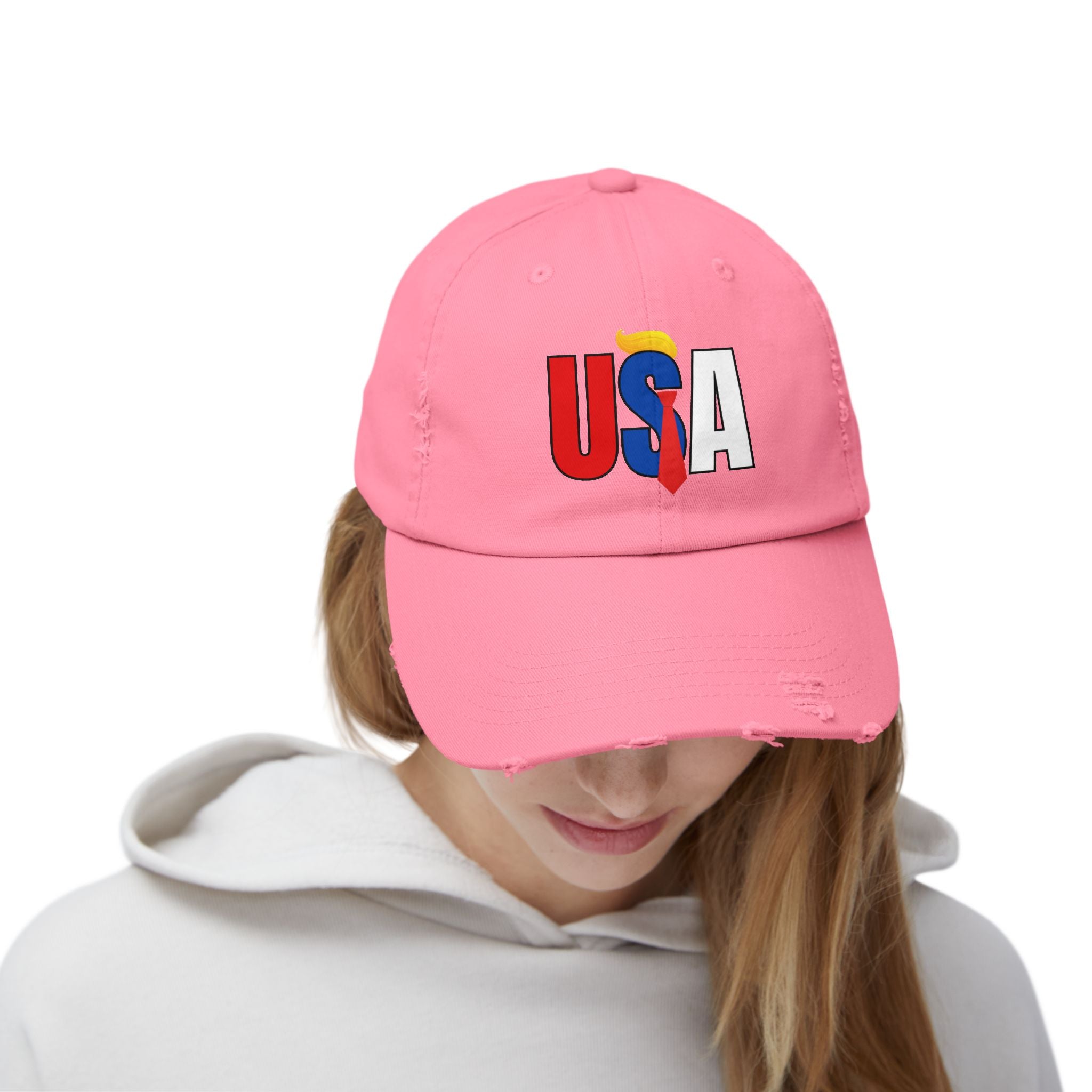 Unisex Trendy Distressed USA Cap