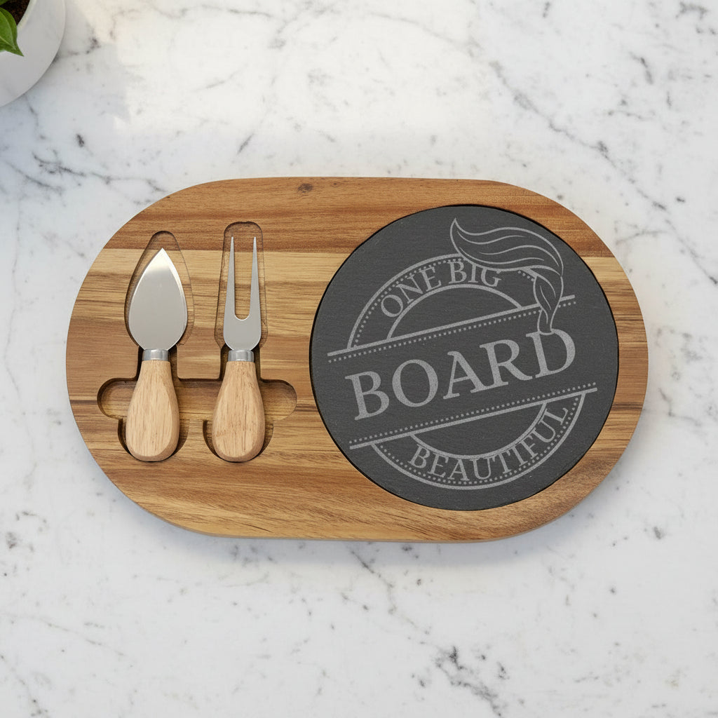 One Big Beautiful Board – Parody Slate & Acacia Charcuterie Set