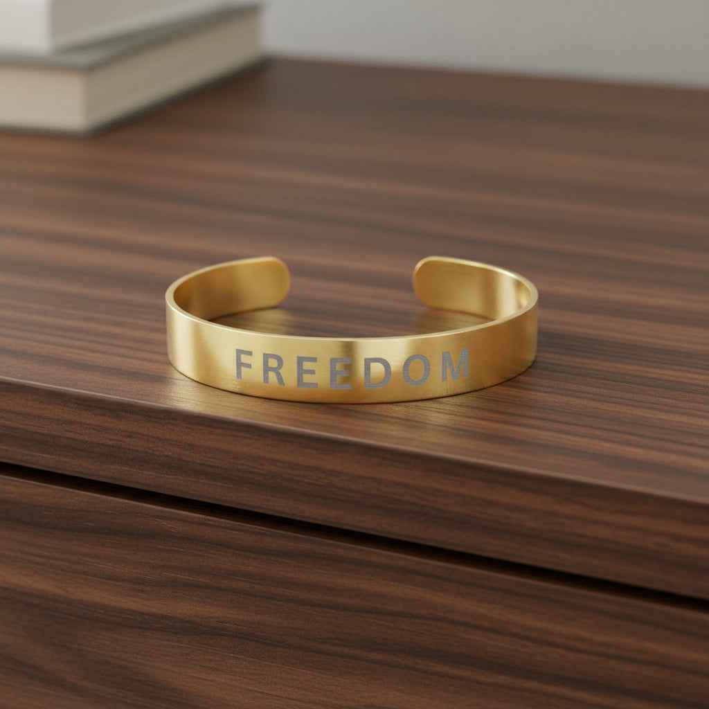Engraved Freedom Cuff Bracelet - Inspirational Jewelry for Self-Expression