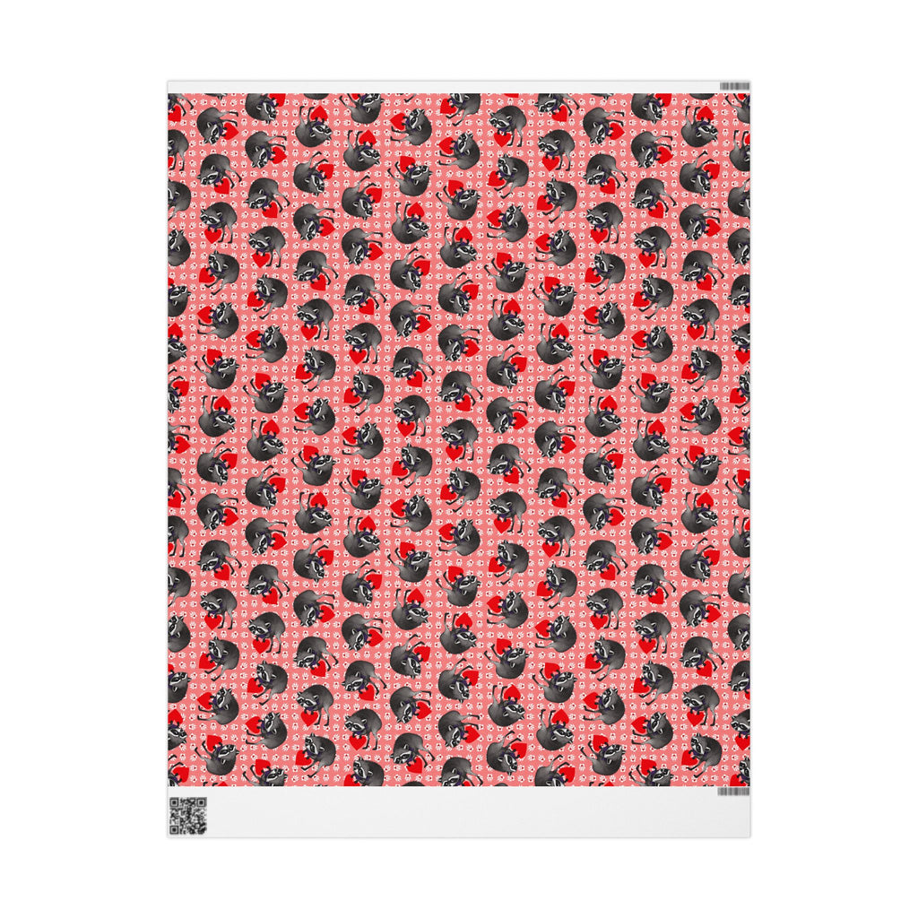 Jimothy's Love & Mischief Gift Wrapping Paper | Raccoon Hearts & Paw Prints