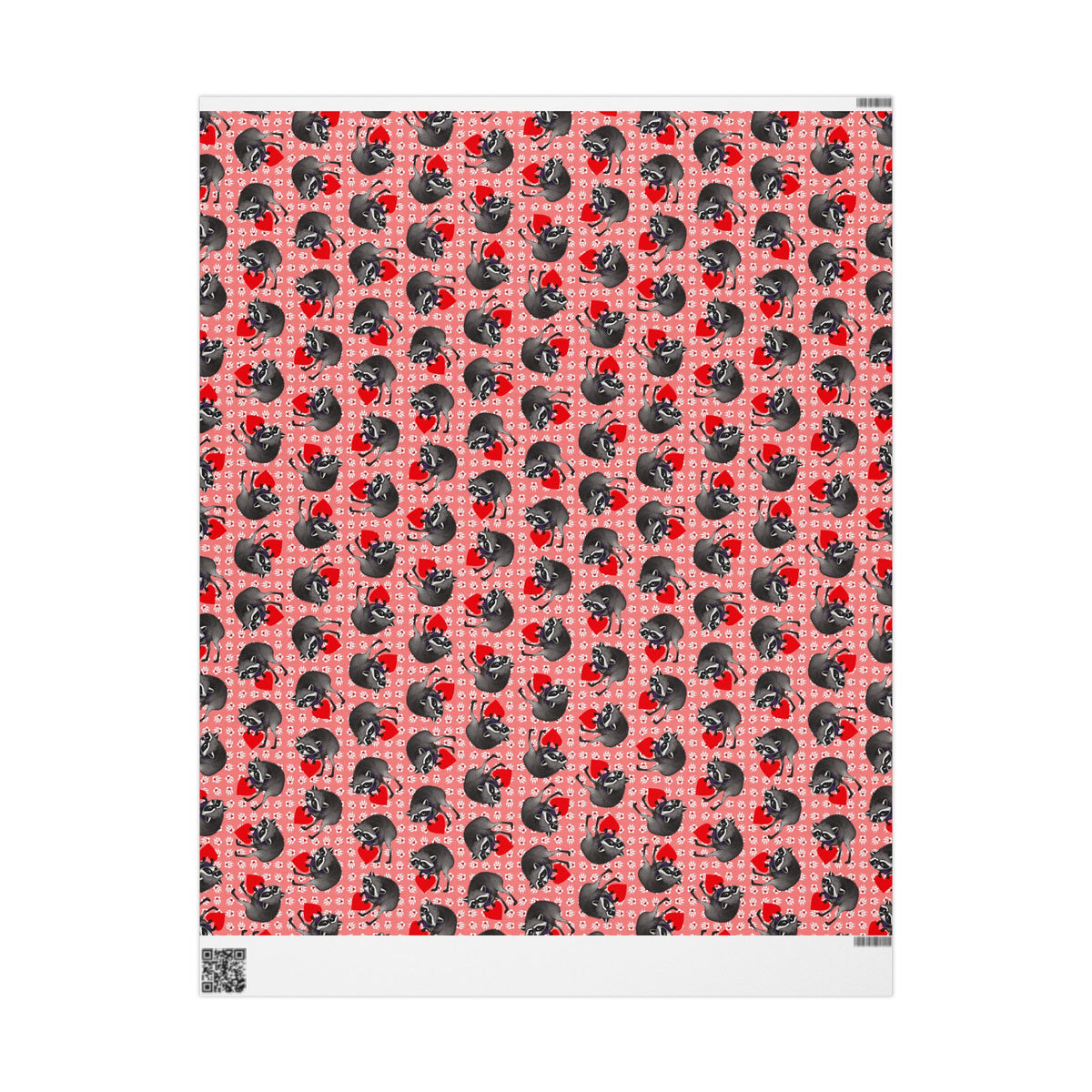 Jimothy's Love & Mischief Gift Wrapping Paper | Raccoon Hearts & Paw Prints