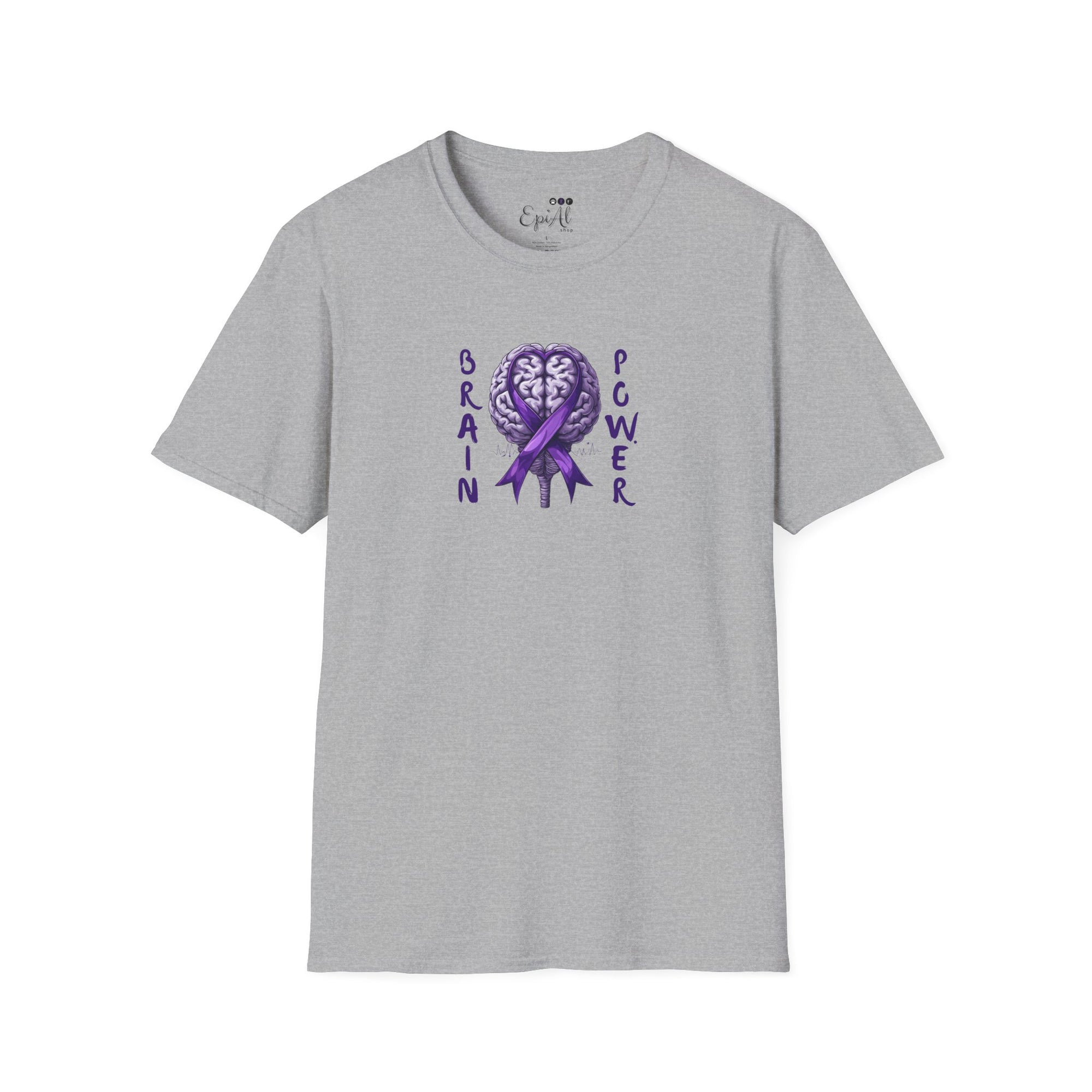Brain Power Unisex Softstyle T-Shirt, Purple Ribbon Tee