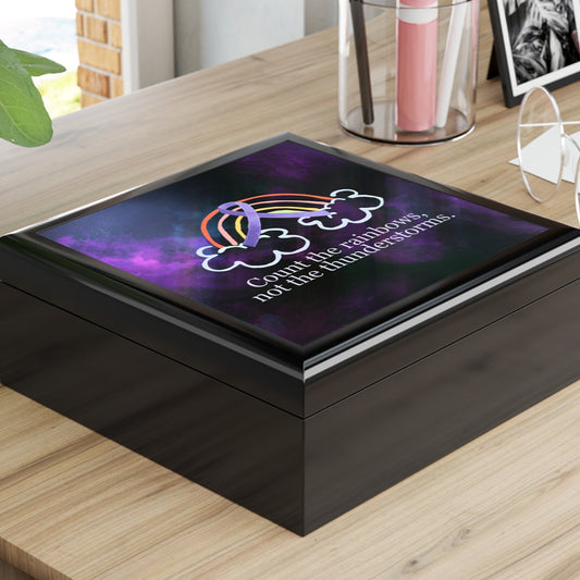 Inspirational Jewelry Box - 'Count the Rainbows, Not the Thunderstorms'