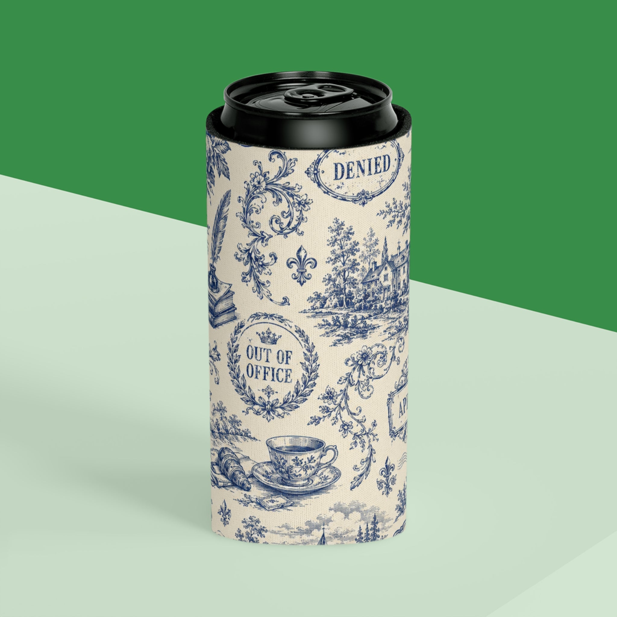 Out of Office Toile Can Cooler