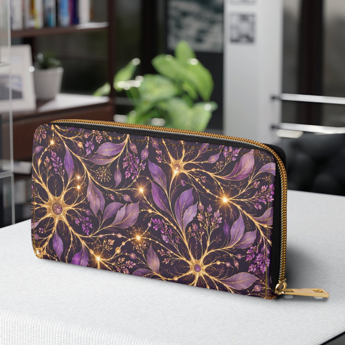Beautifully Misfired | Purple Neuron Garden Zip-Around Wallet | Epilepsy Awareness