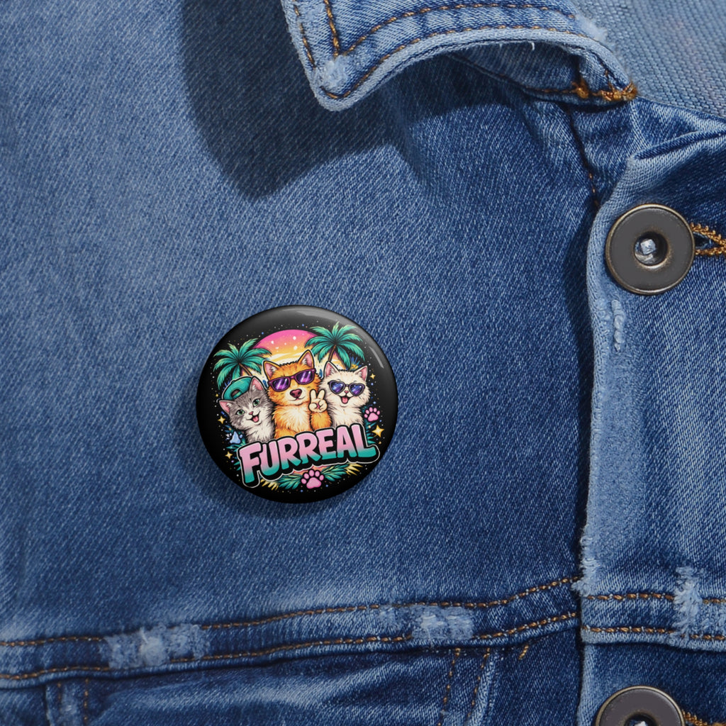 Furreal Retro Cat Vibes – Glossy Pinback Button