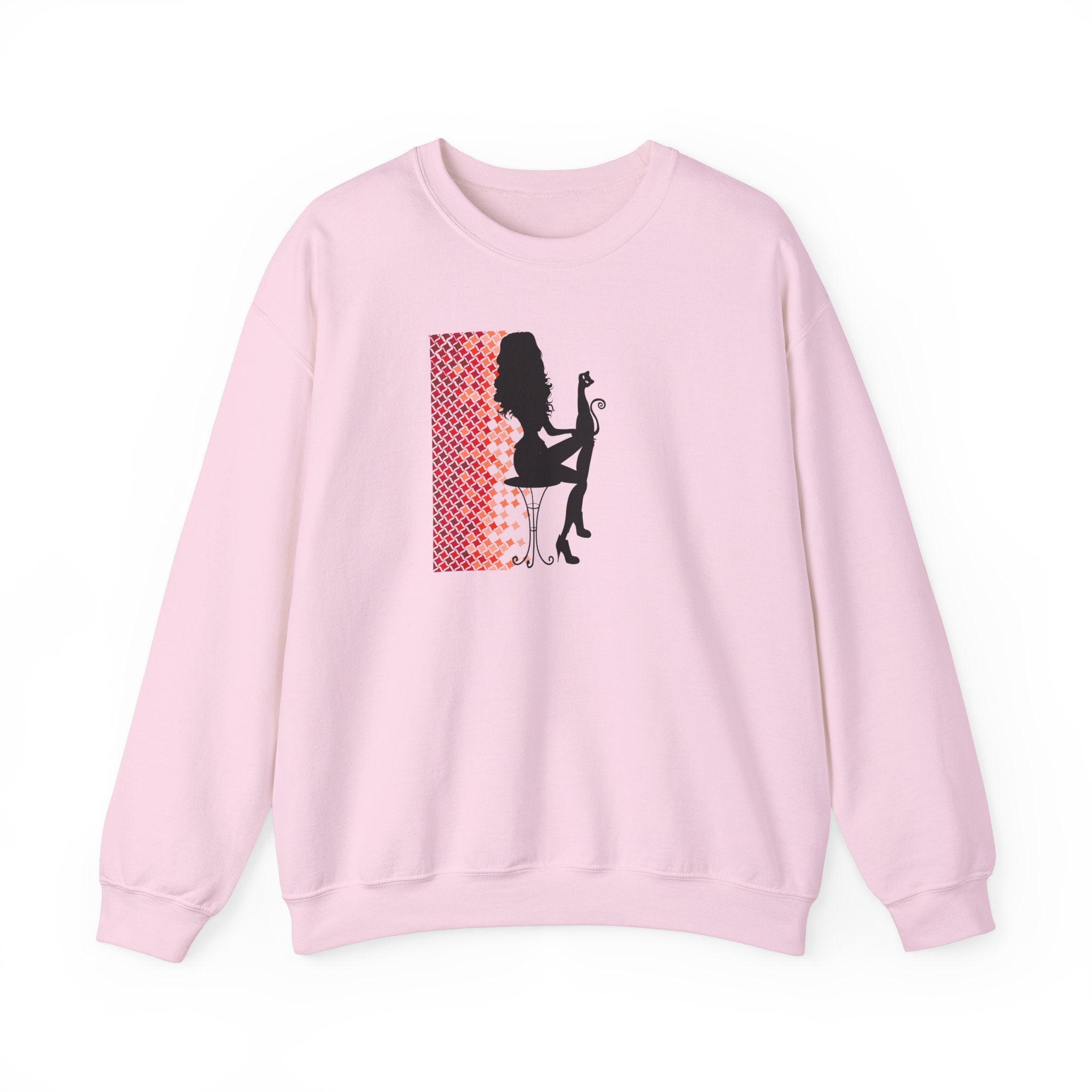 Photo depicting the ​Poised Cat Lady Heavy Blend™ Crewneck Sweatshirt from EpiAl's Shop.