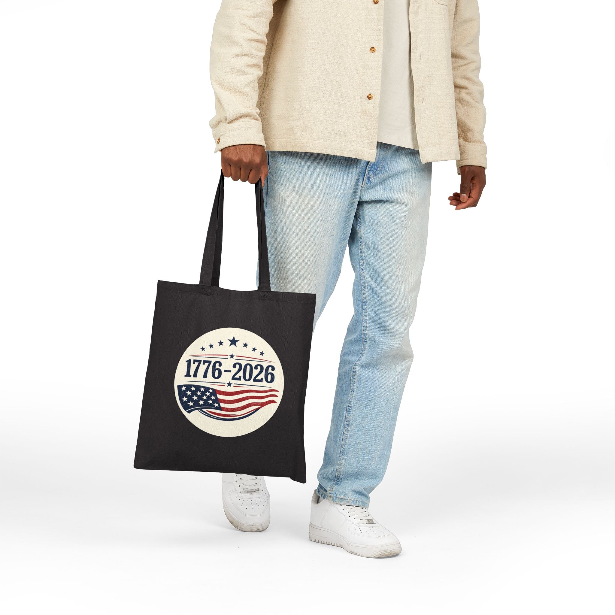 1776–2026 Patriotic Canvas Tote Bag | Vintage Americana USA Carryall