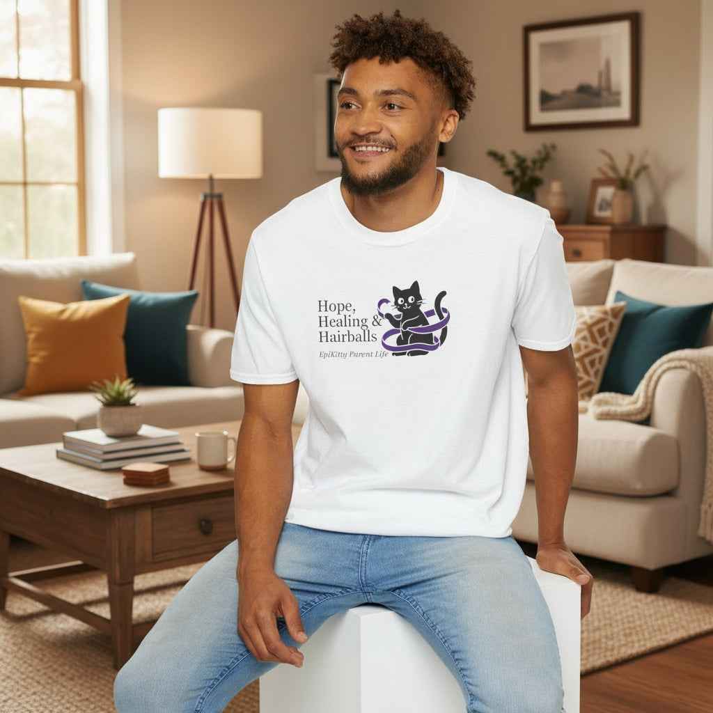 Hope, Healing & Hairballs Cat T-Shirt – Epikitty Parent Awareness Tee