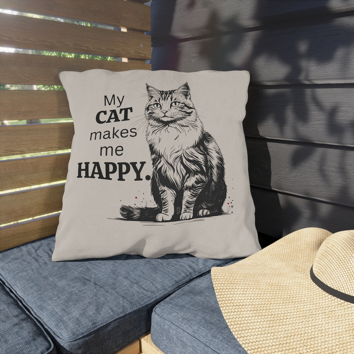 Cat-Themed Outdoor Pillows, Cozy Decor for Cat Lovers