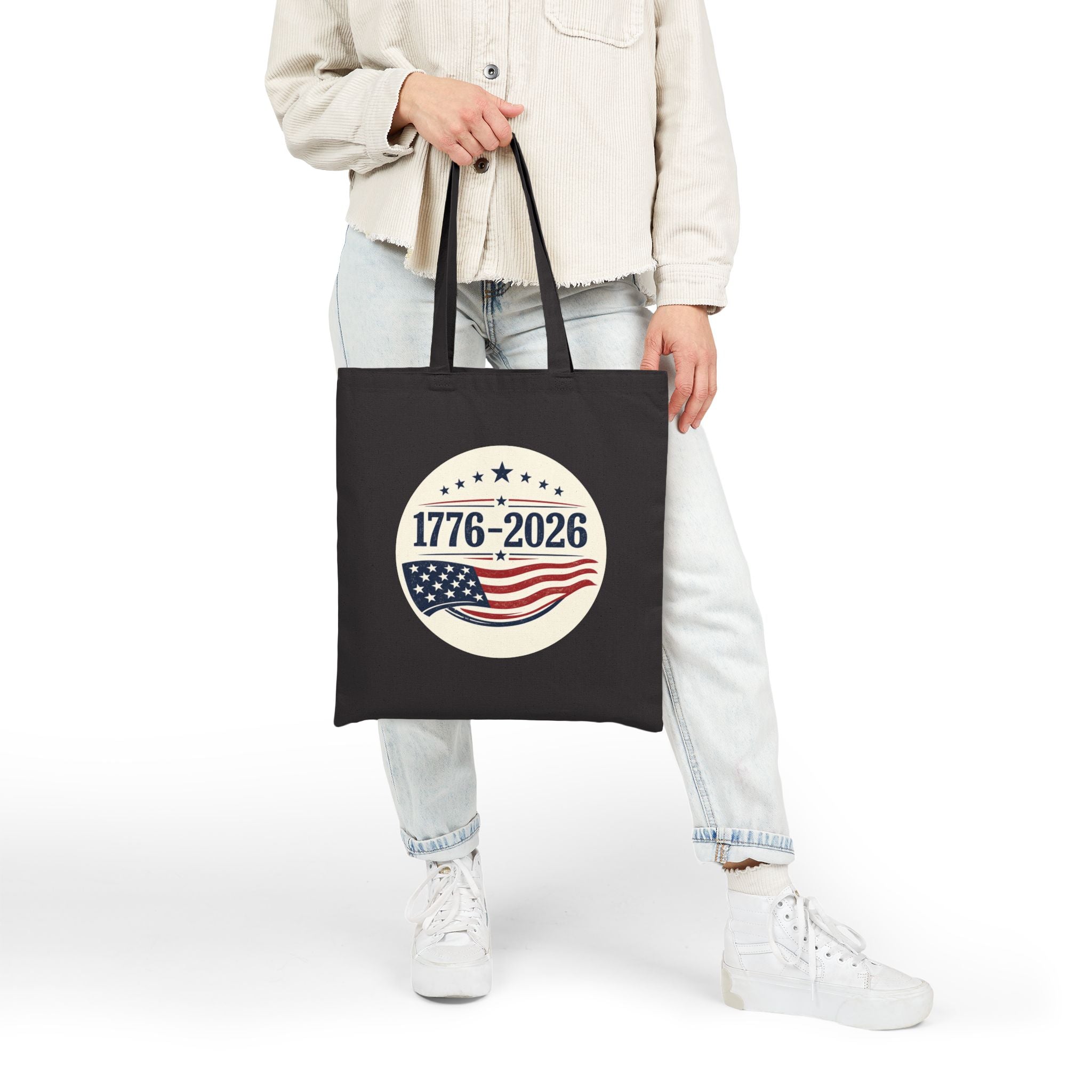 1776–2026 Patriotic Canvas Tote Bag | Vintage Americana USA Carryall