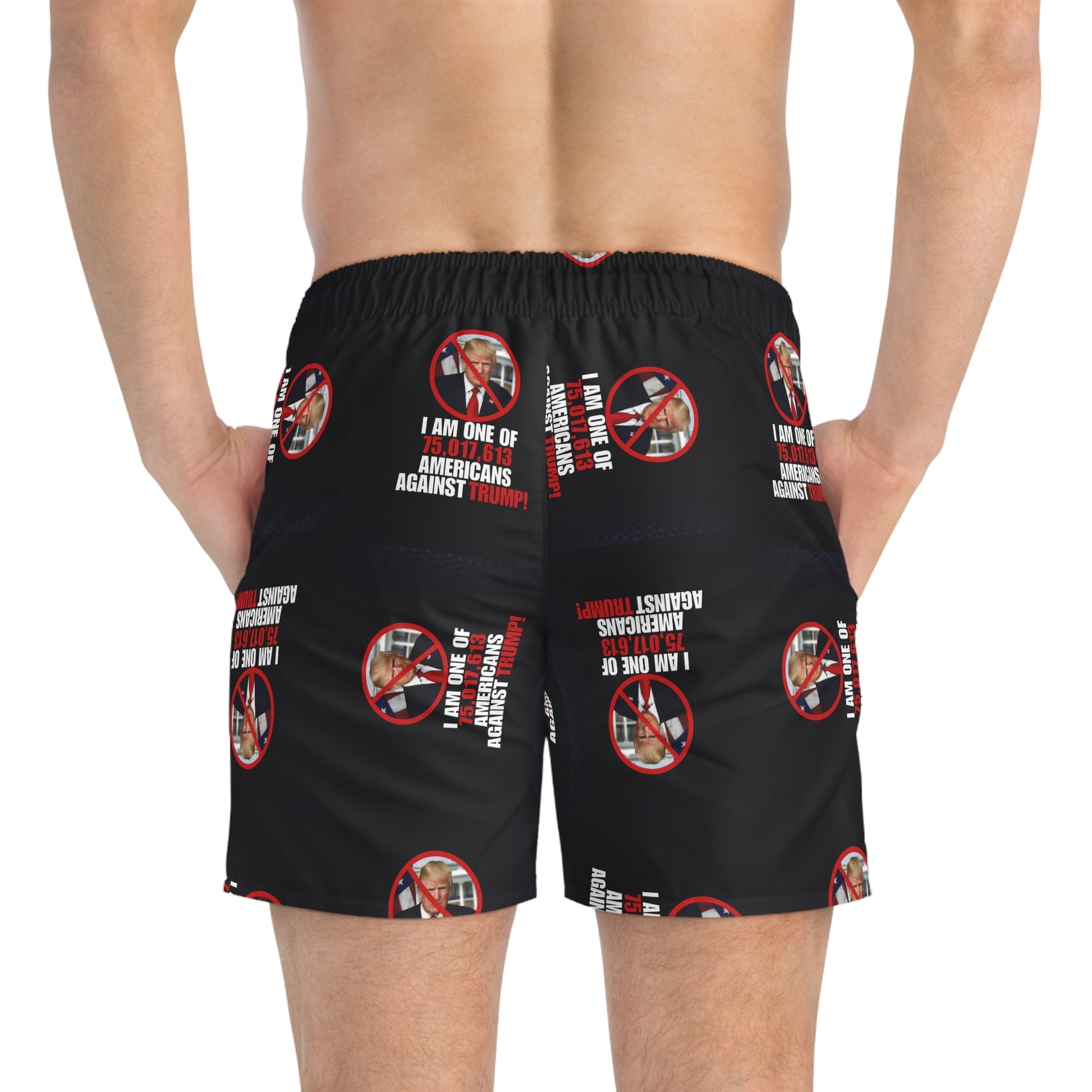 Political Swim Trunks - "Americans Against Trump" Statement Shorts Printify