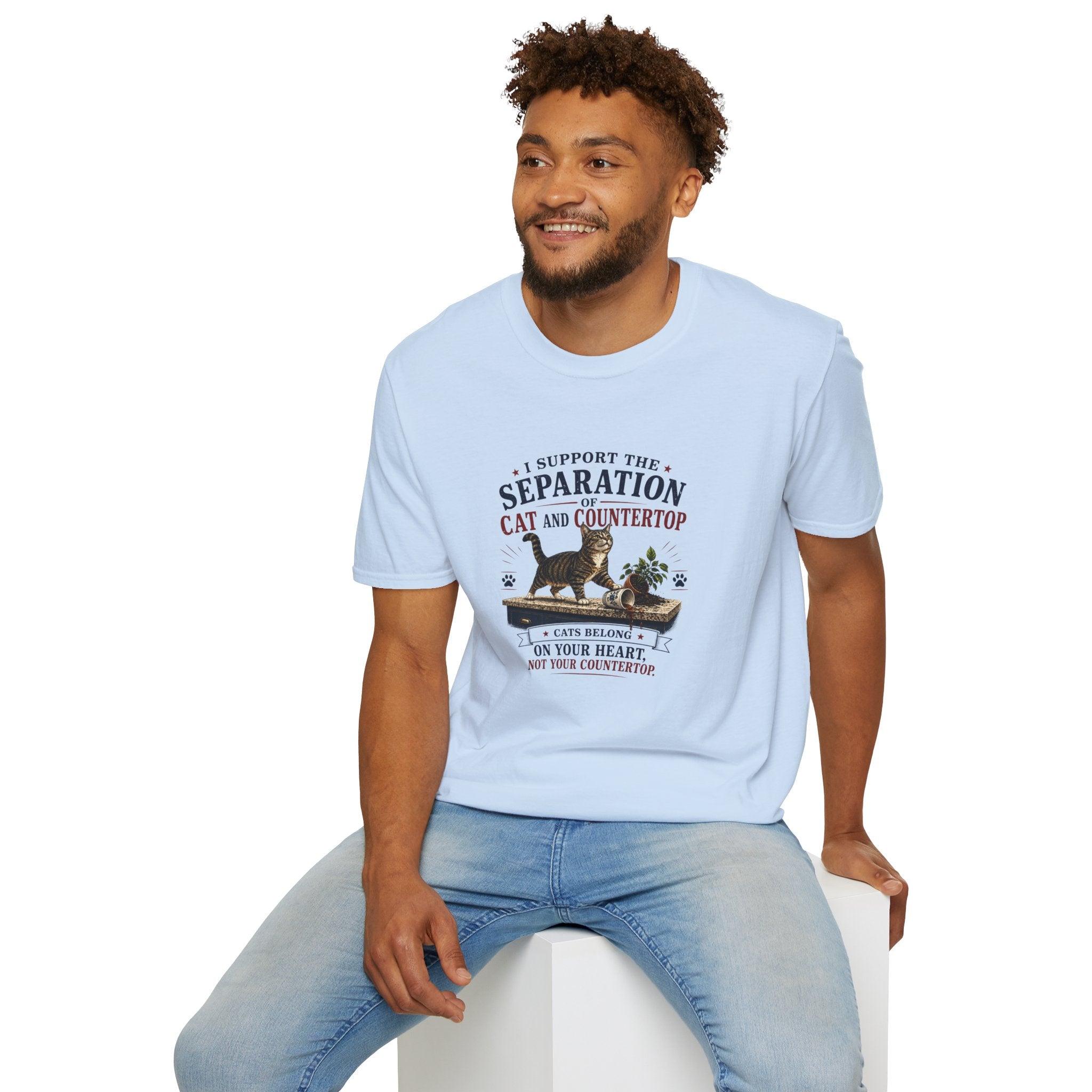 Separation of Cat and Countertop T-Shirt | Funny Cat Lover Tee