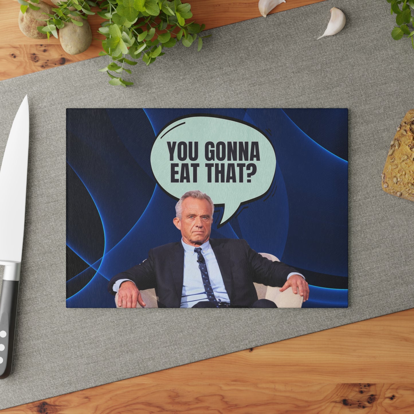 Funny Glass Cutting Board - 'You Gonna Eat That?' Kitchen Decor for Chefs and Foodies