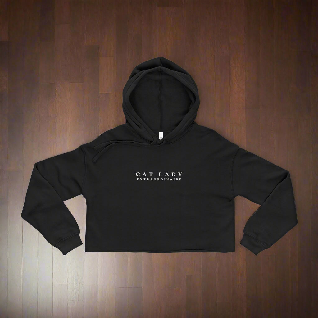 Cat Lady Cropped Hoodie, Cute Casual Wear