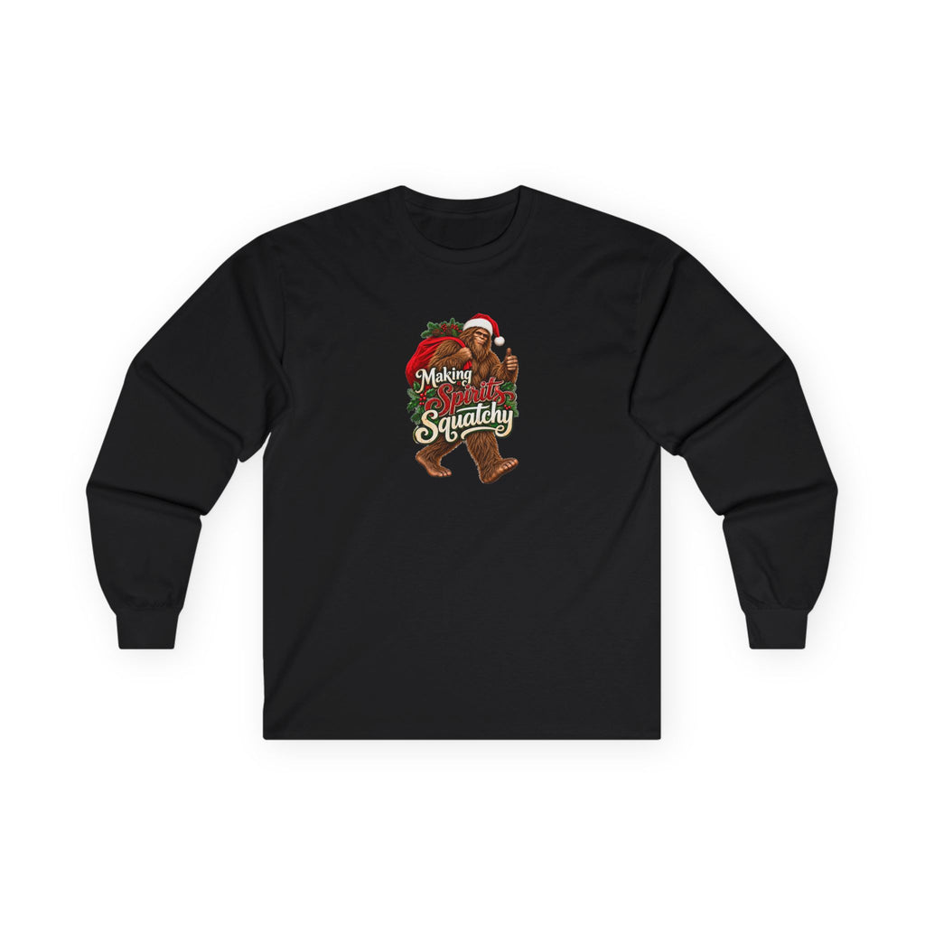 Making Spirits Squatchy Bigfoot Christmas Long Sleeve T-Shirt | Santa Sasquatch Holiday Tee