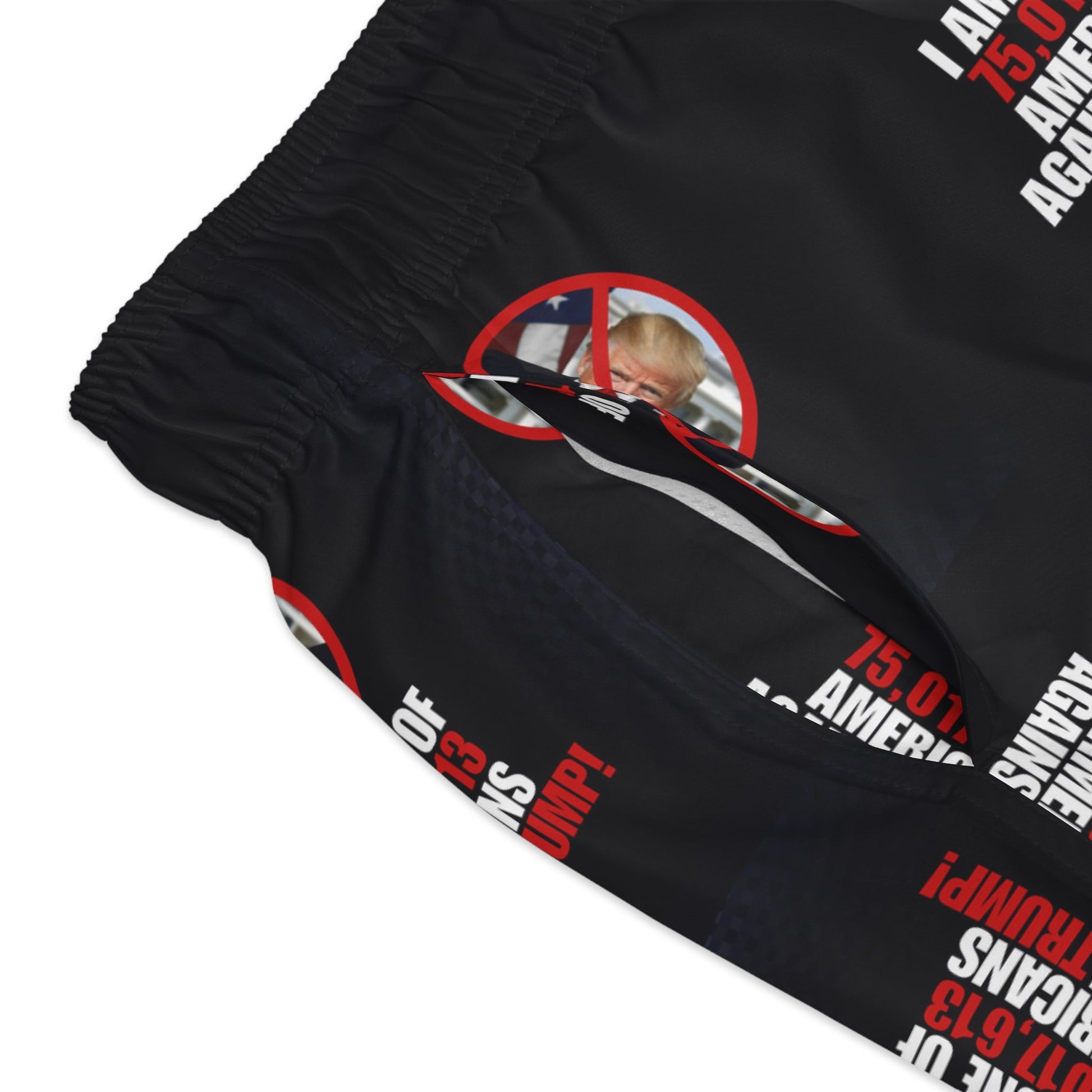 Political Swim Trunks - "Americans Against Trump" Statement Shorts Printify