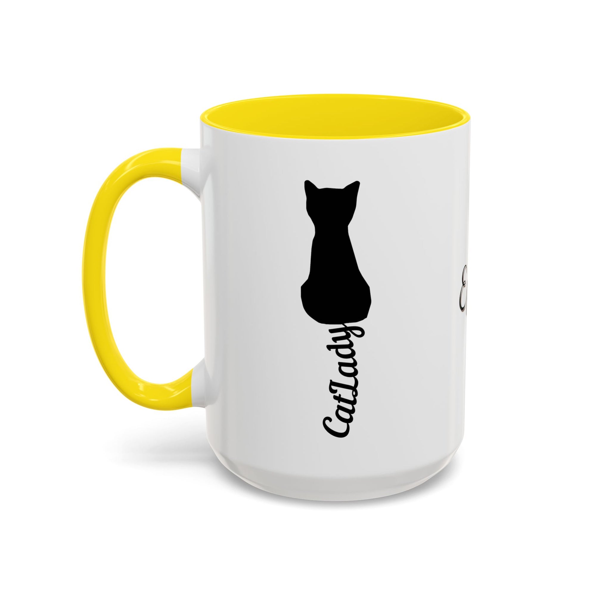 Cursive Tail Cat Lady Coffee Mug, Gift for Cat Lovers