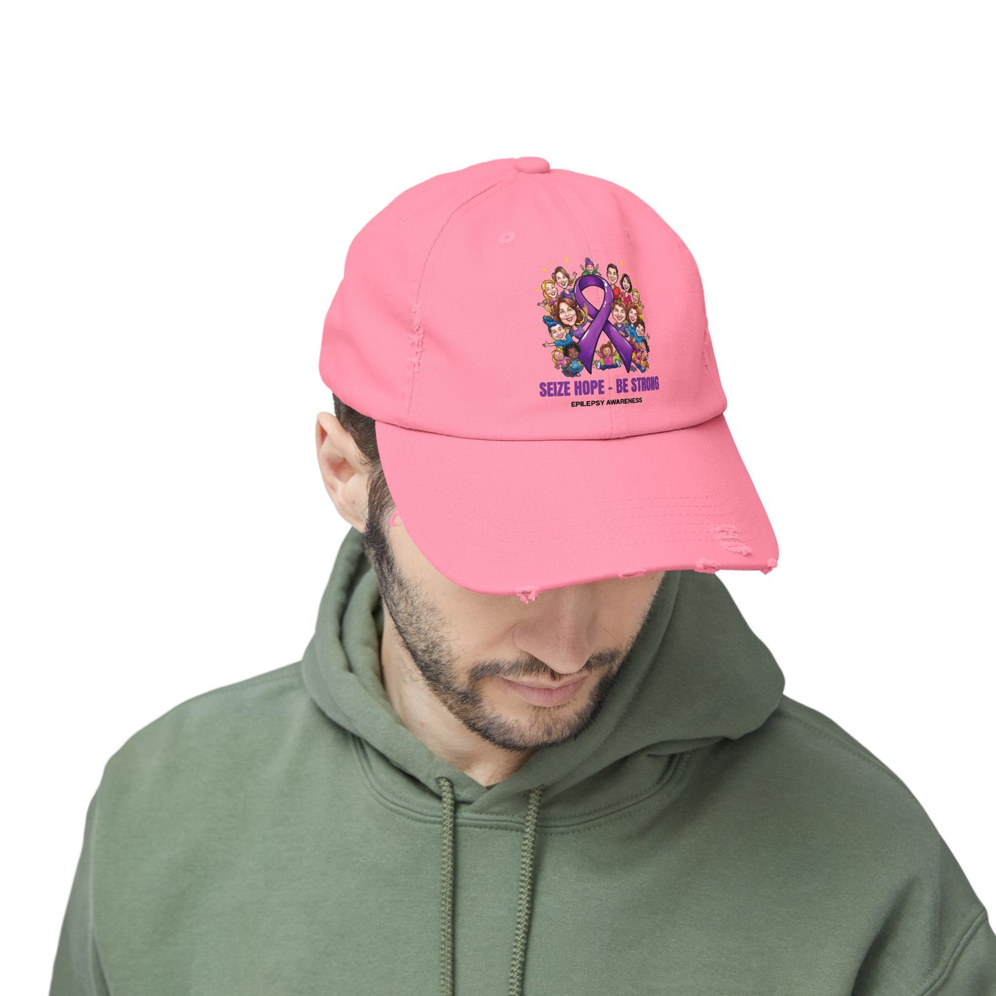 Unisex Distressed Cap - Seize Hope Be Strong - Epilepsy Awareness