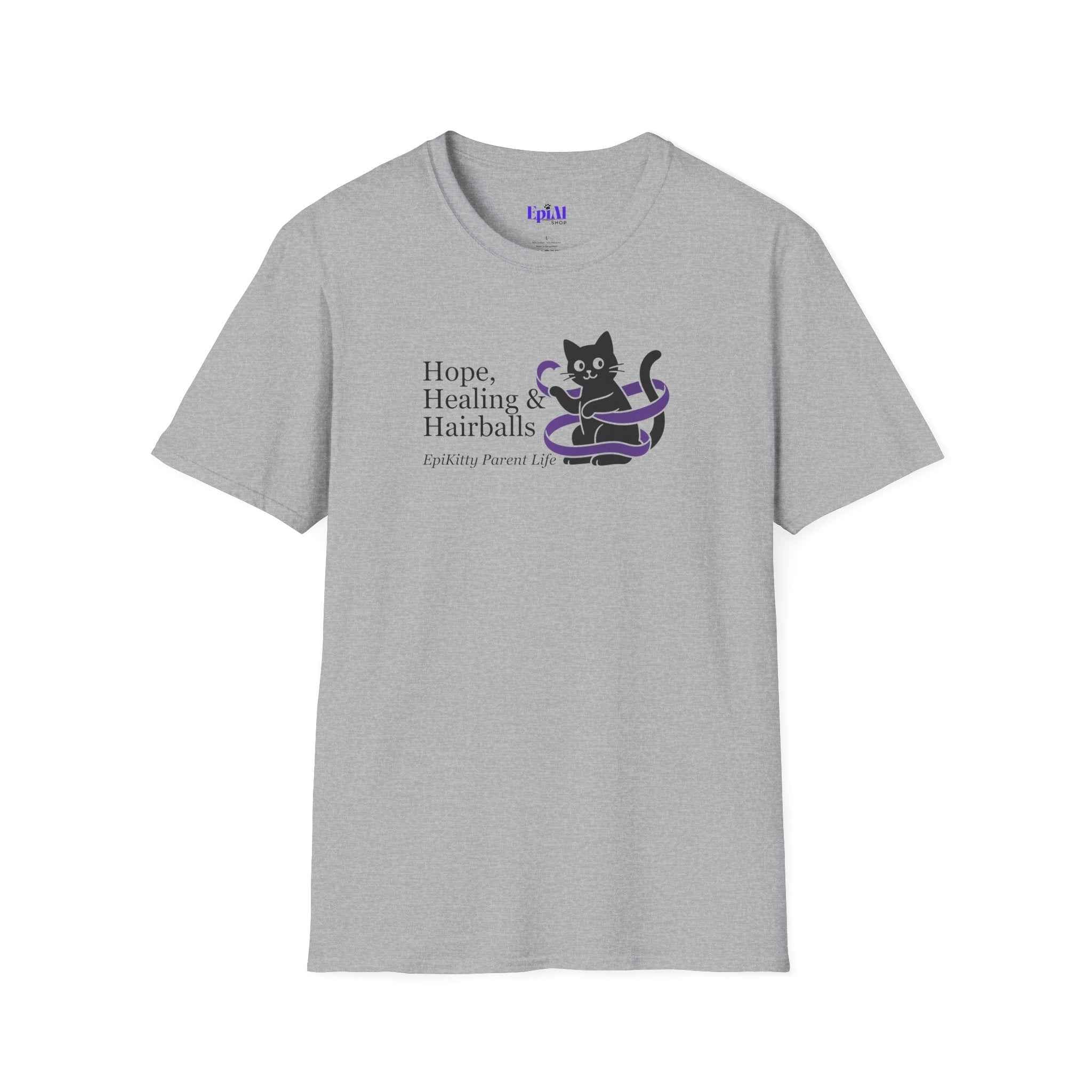 Hope, Healing & Hairballs Cat T-Shirt – Epikitty Parent Awareness Tee