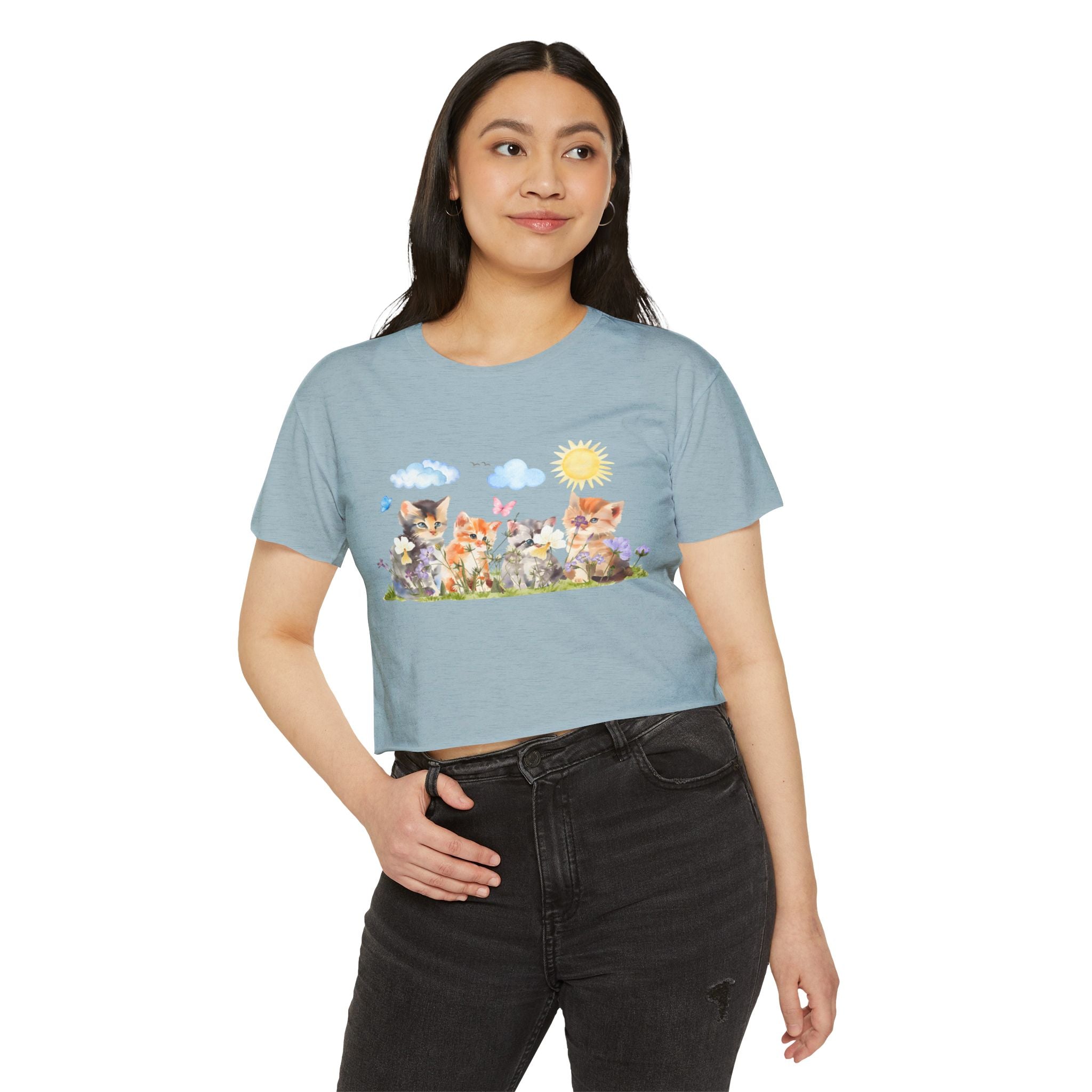 Whiskers in Bloom Watercolor Crop Top