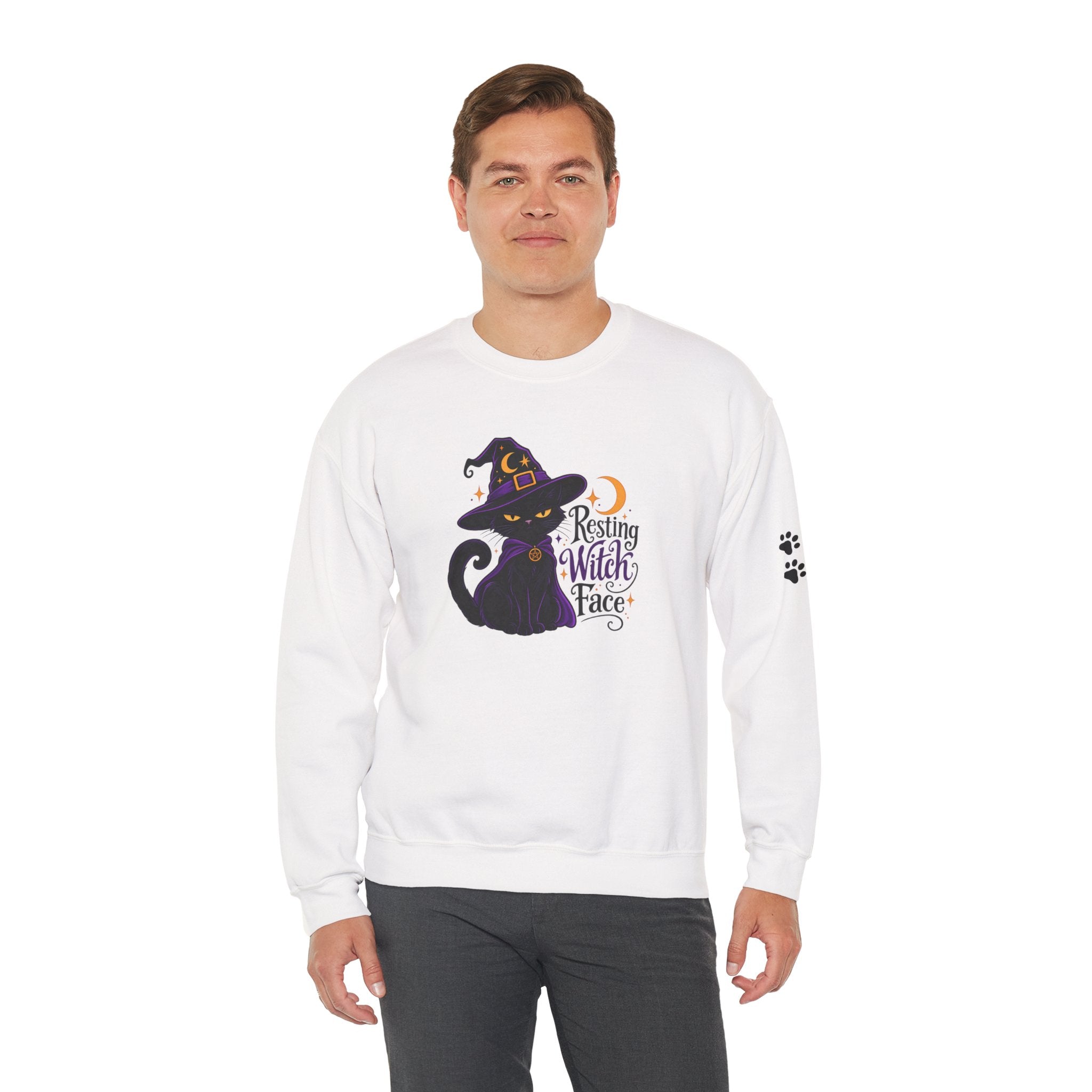 Resting Witch Face Cat Sweatshirt | Halloween Witch Cat Crewneck