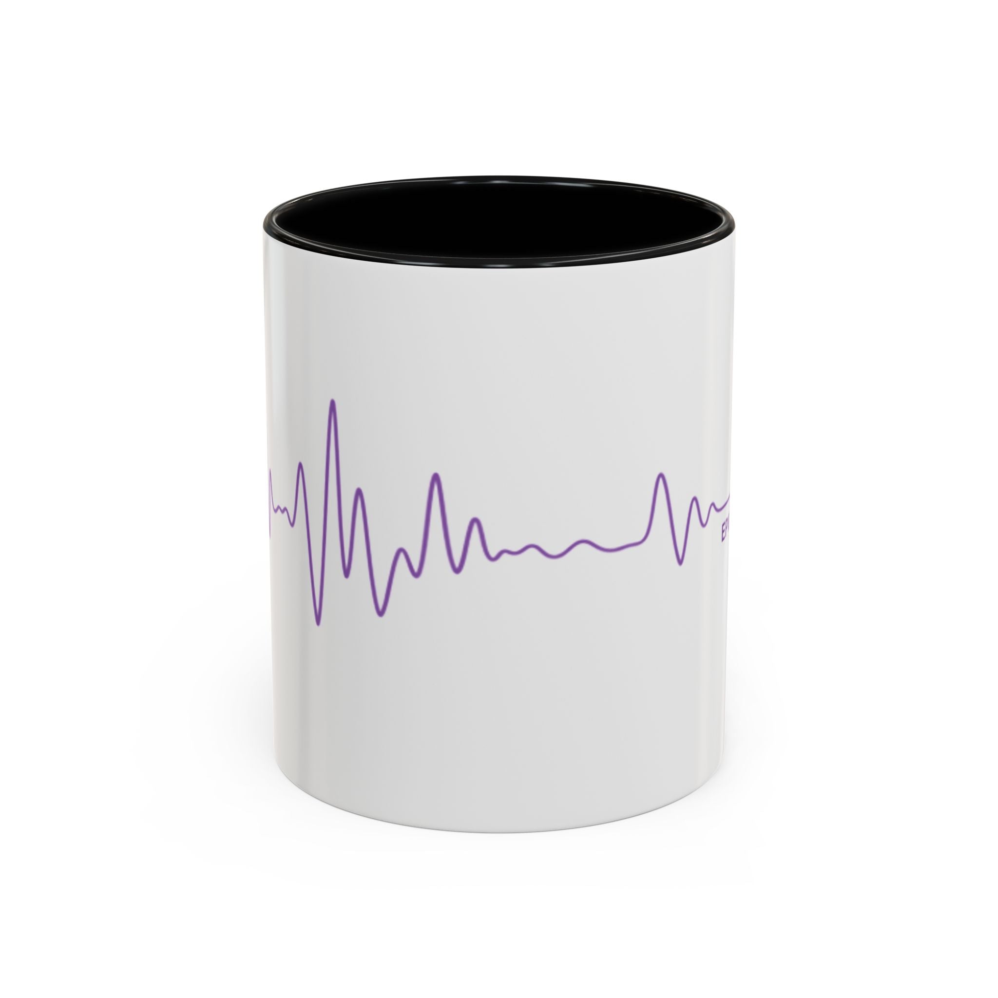 Epilepsy Awareness Accent Mug — Purple Heartbeat Design (11/15oz)