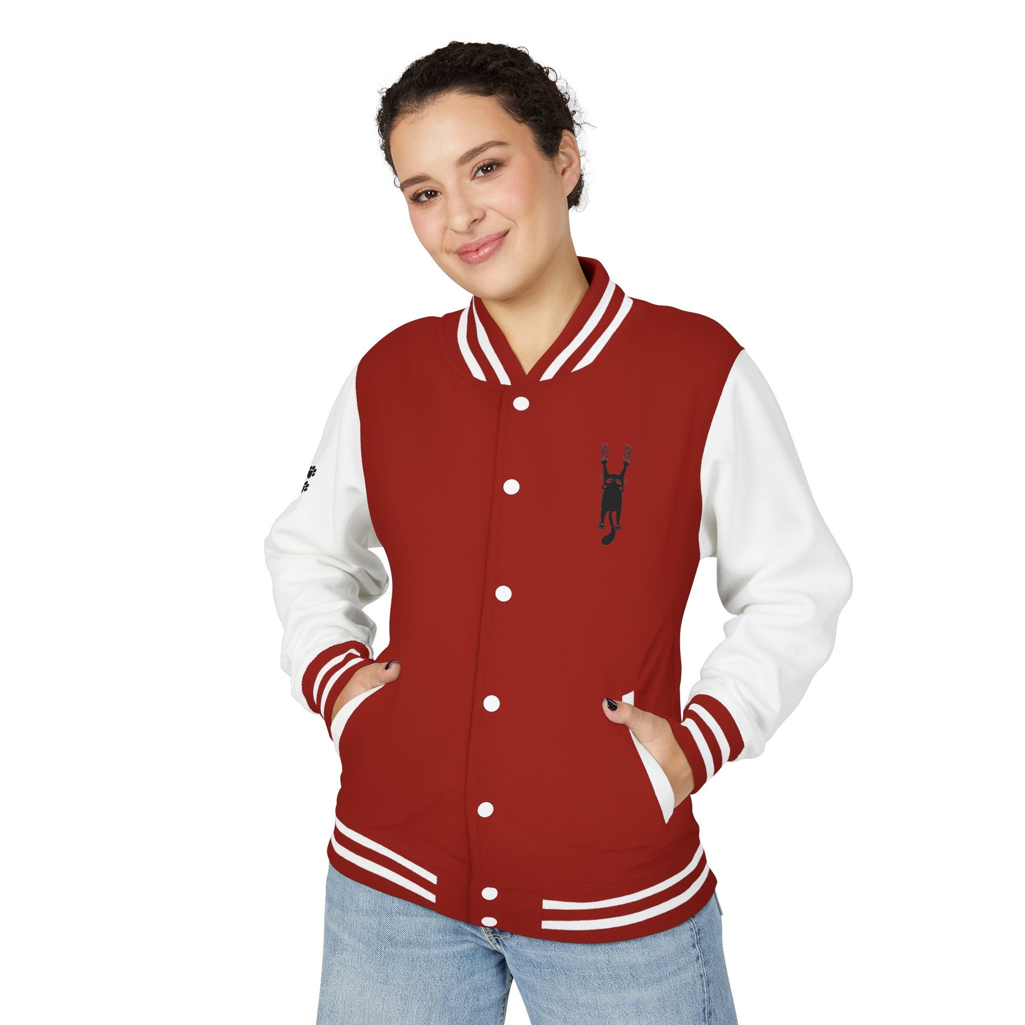 Cat Lady Hanging in There Colorful Letterman Jacket