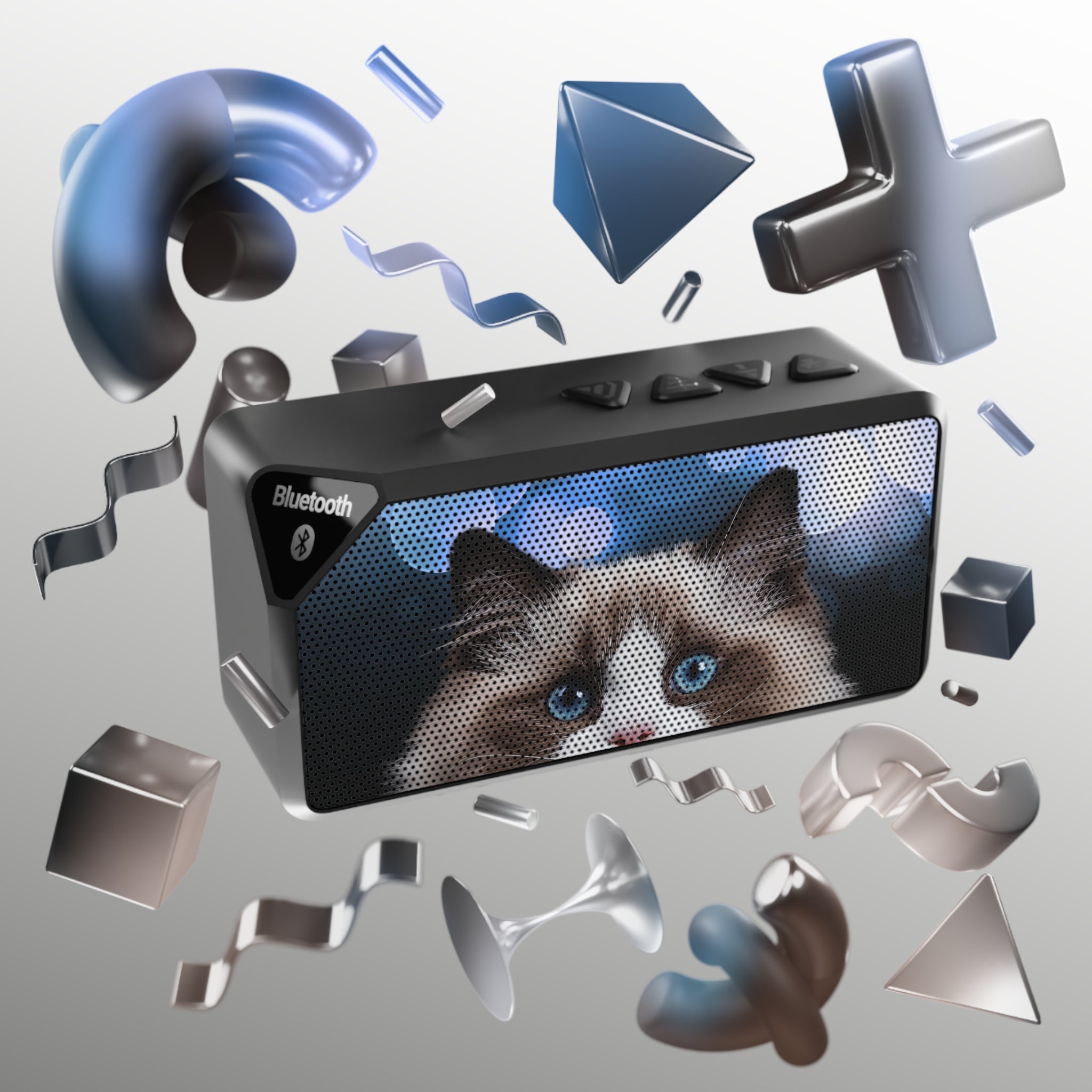 Photo depicting the ​Peeking Kitty Jabba Bluetooth Speaker from EpiAl's Shop.