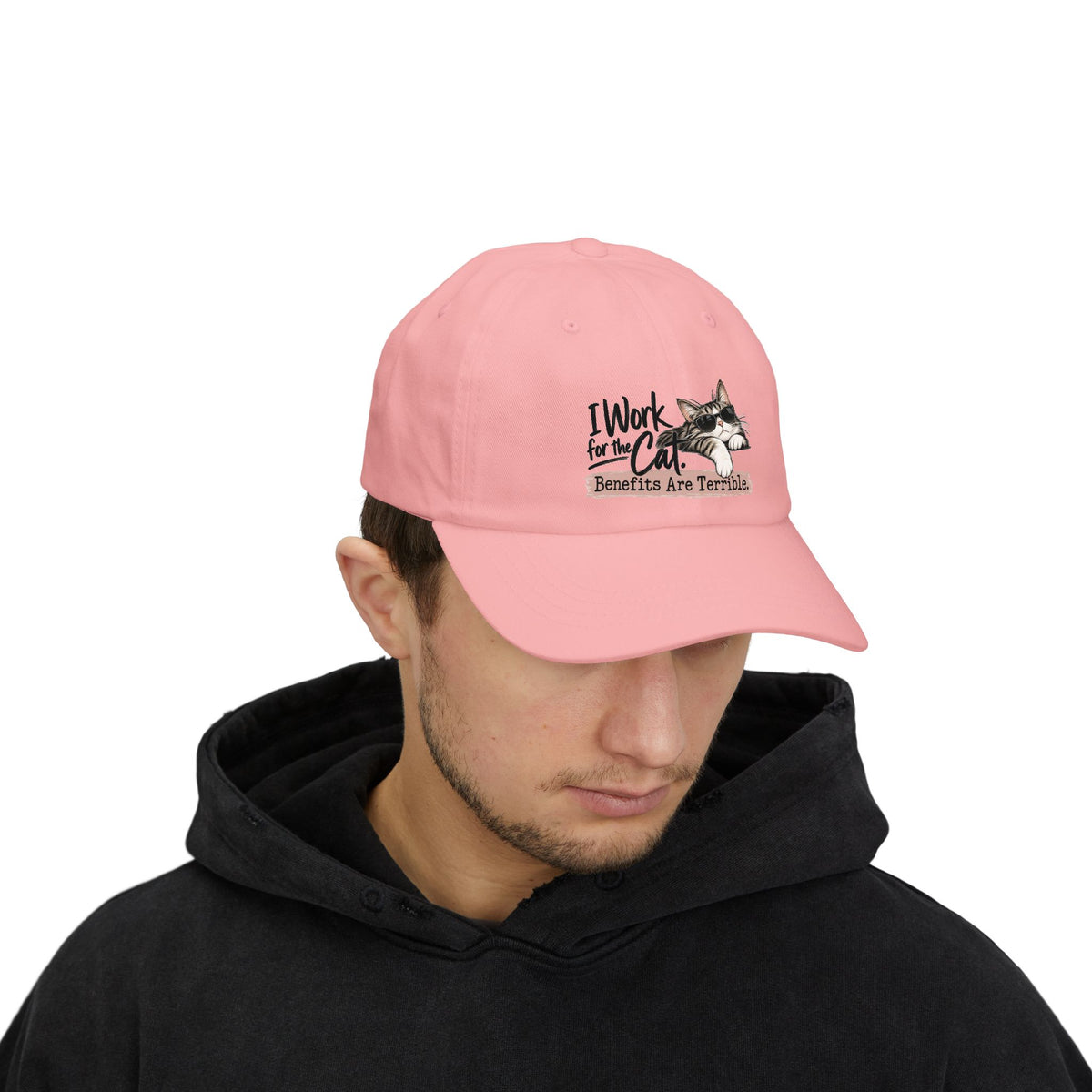I Work for the Cat Benefits Are Terrible Dad Hat | Funny Cat Lover Cap
