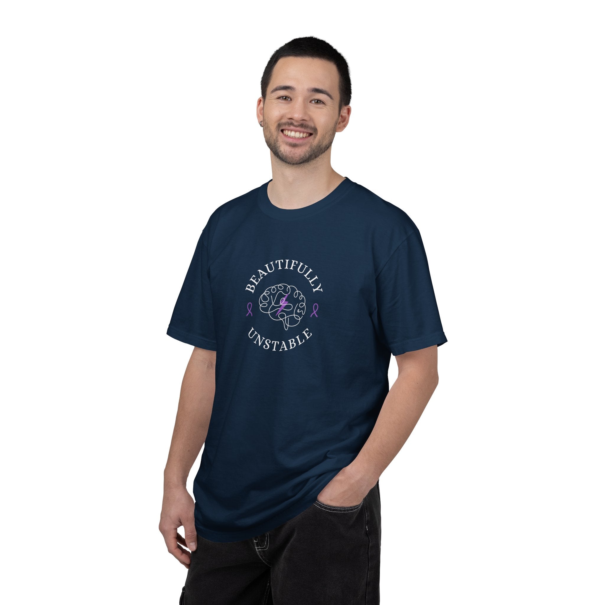 Beautifully Unstable Unisex T-Shirt – Epilepsy Awareness Purple Ribbon Tee
