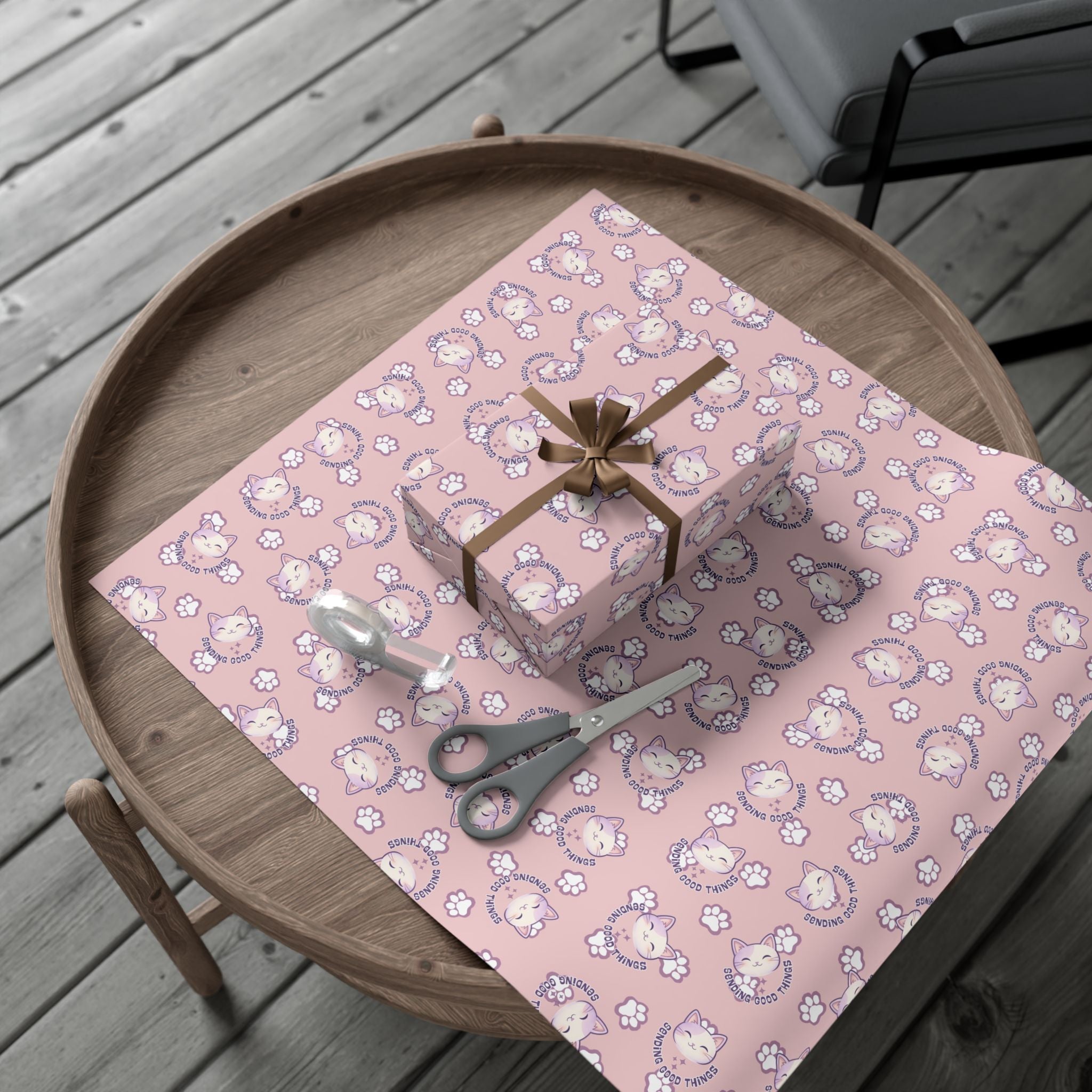 Smiling Cat Pattern Gift Wrap | All-Purpose Wrapping Paper