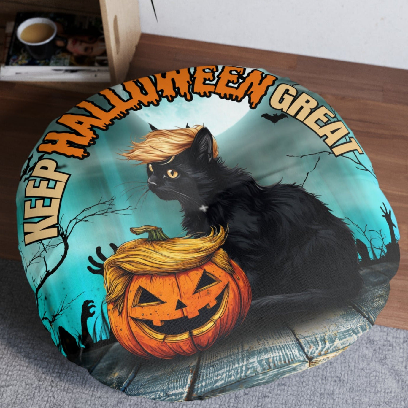 Keep Halloween Great Tufted Floor Pillow, Round