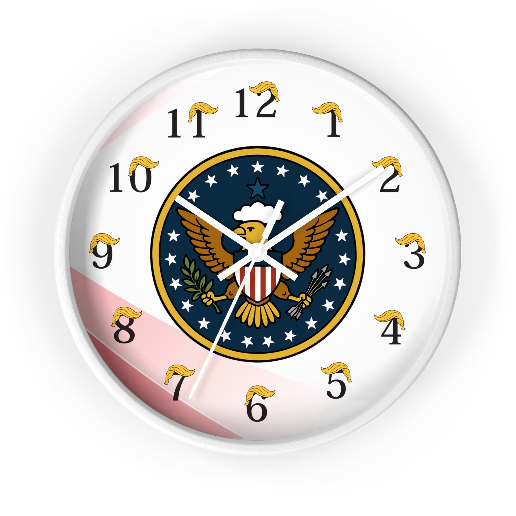 Political Parody Presidential Seal Wall Clock – 10" Round, White Frame & Hands