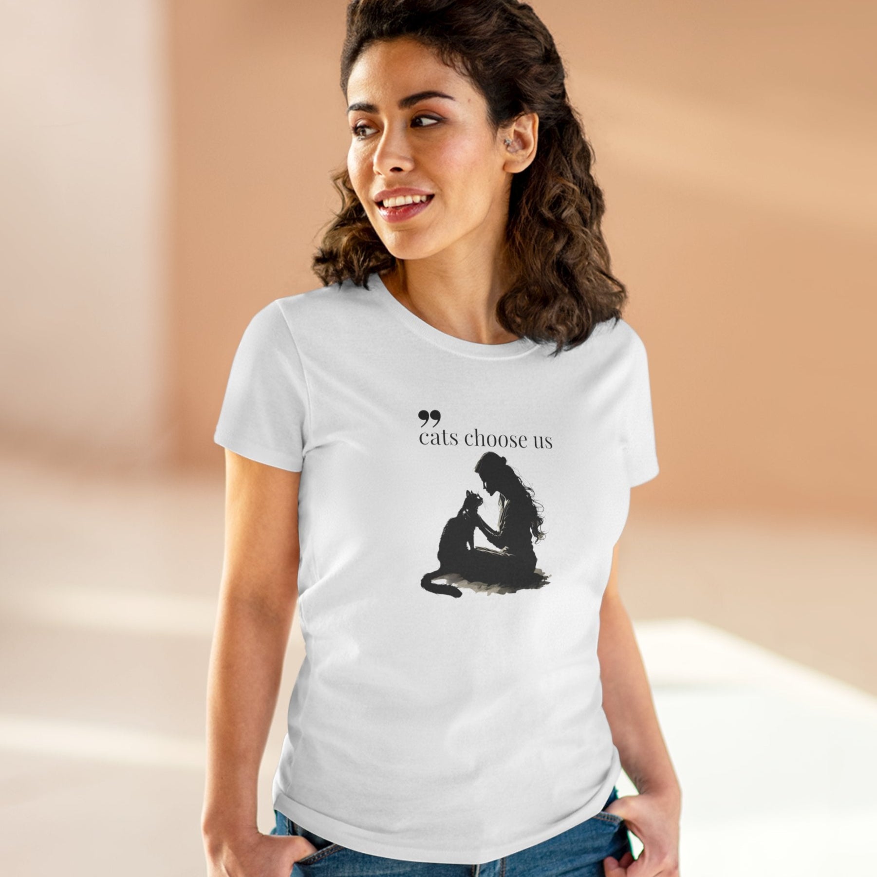 Women's Cat Lover Tee - "Cats Choose Us" Graphic Shirt