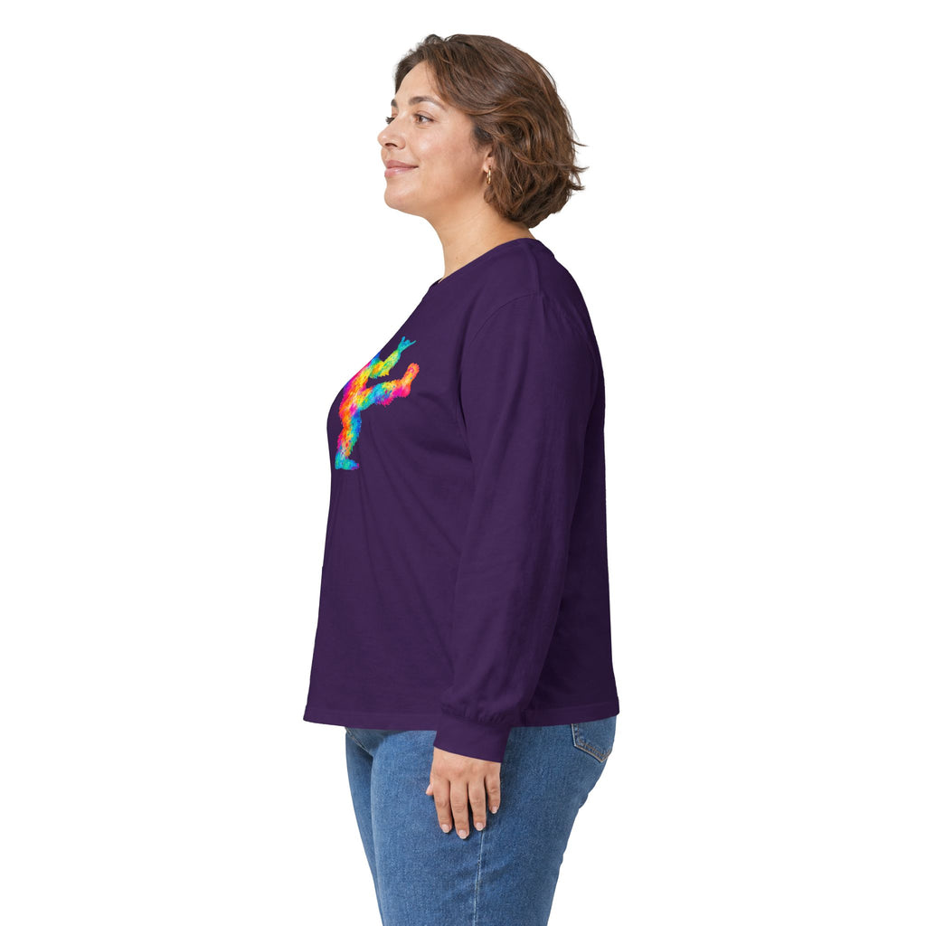 Rainbow Dancing Bigfoot Long Sleeve T-Shirt | Colorful Psychedelic Sasquatch Tee