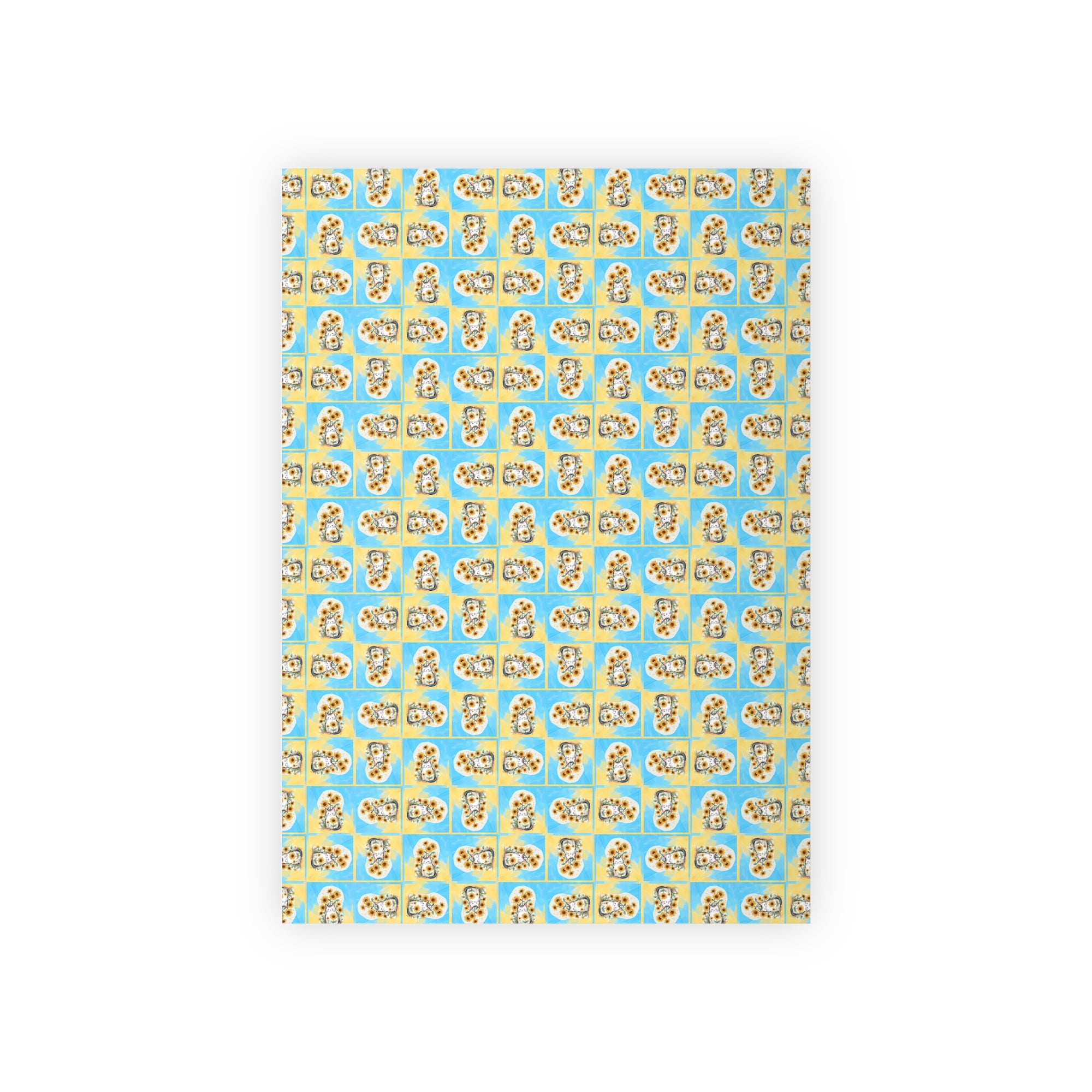 Cheerful Sunflower Kitty Gift Wrapping Paper Roll