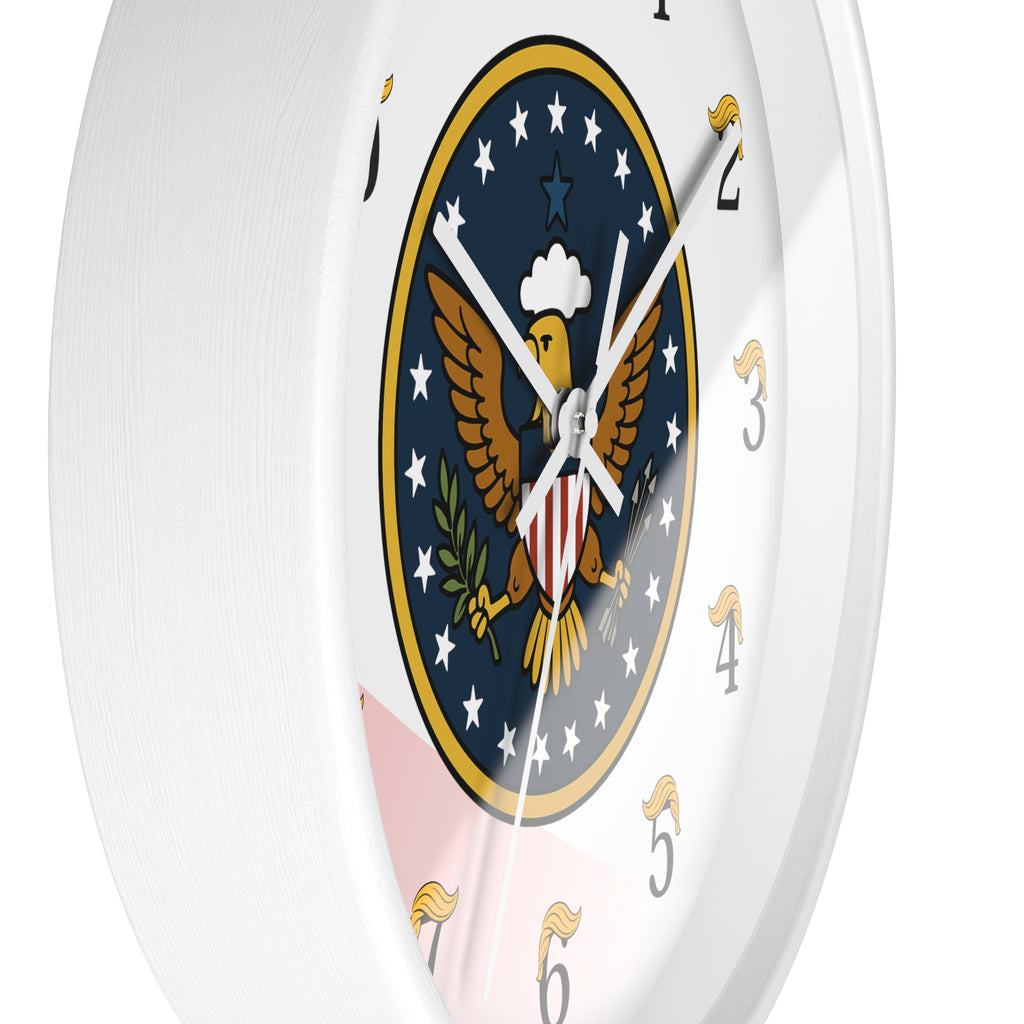 Political Parody Presidential Seal Wall Clock – 10" Round, White Frame & Hands