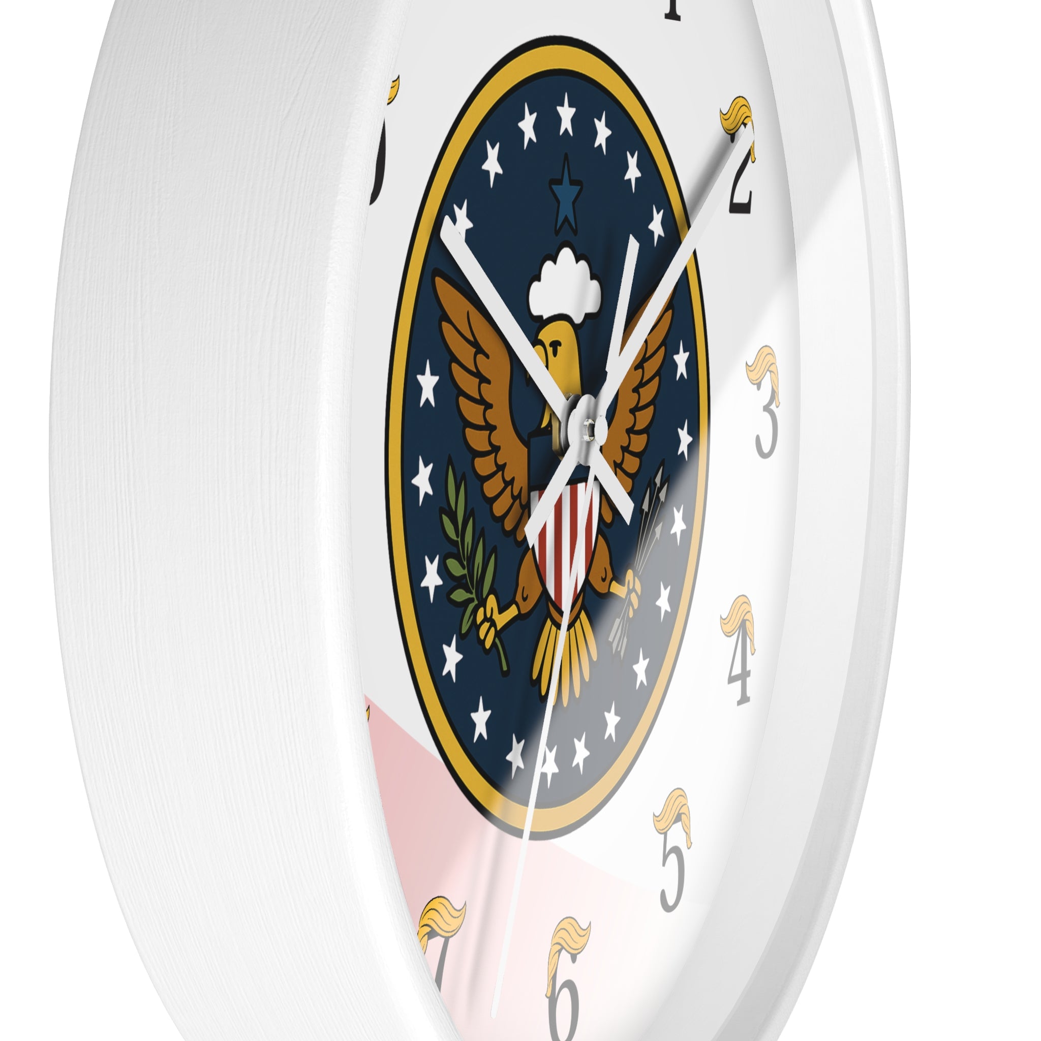 Political Parody Presidential Seal Wall Clock – 10" Round, White Frame & Hands