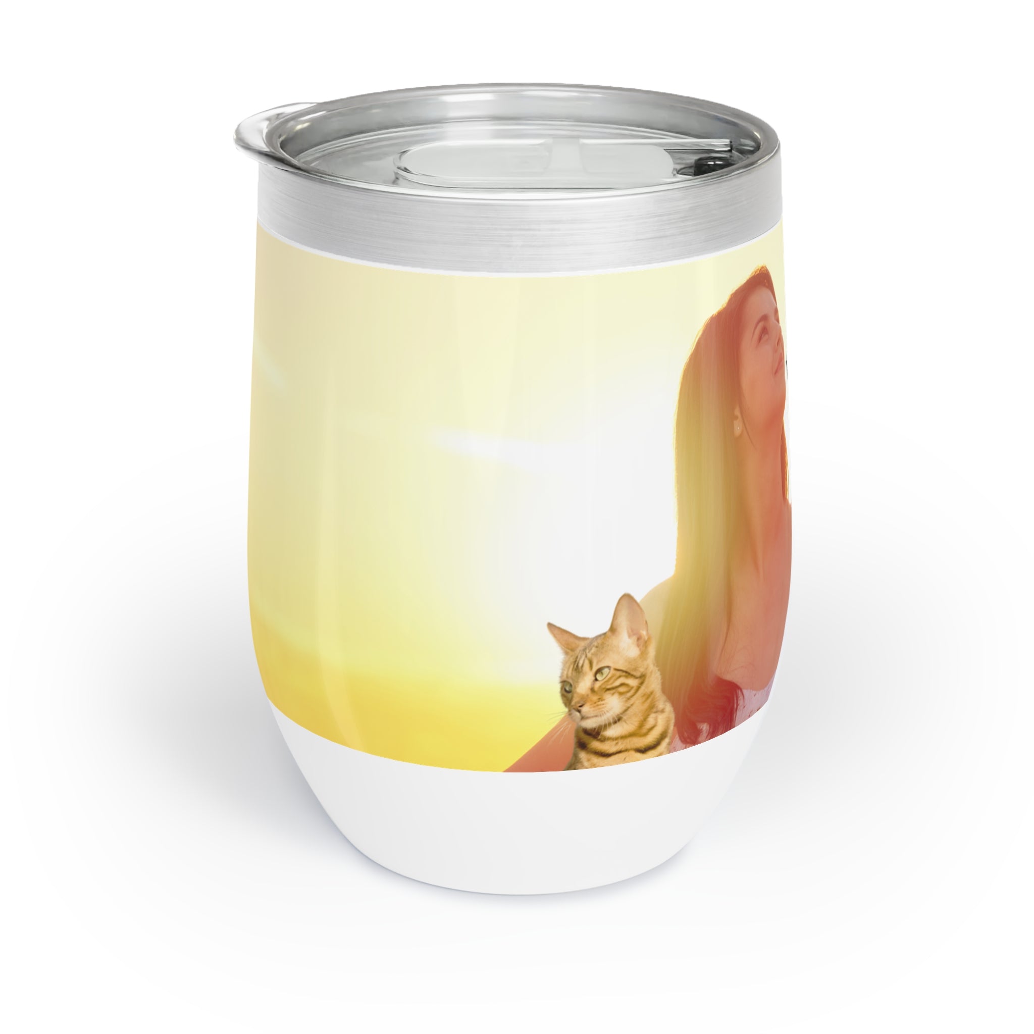 Photo depicting the ​Don't Look Around - Look Up Chill Wine Tumbler from EpiAl's Shop.