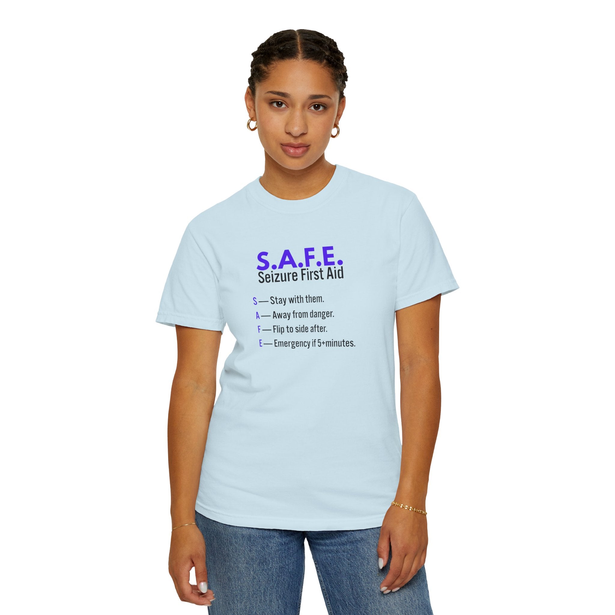 S.A.F.E. Seizure First Aid T-Shirt – Epilepsy Awareness Education Tee