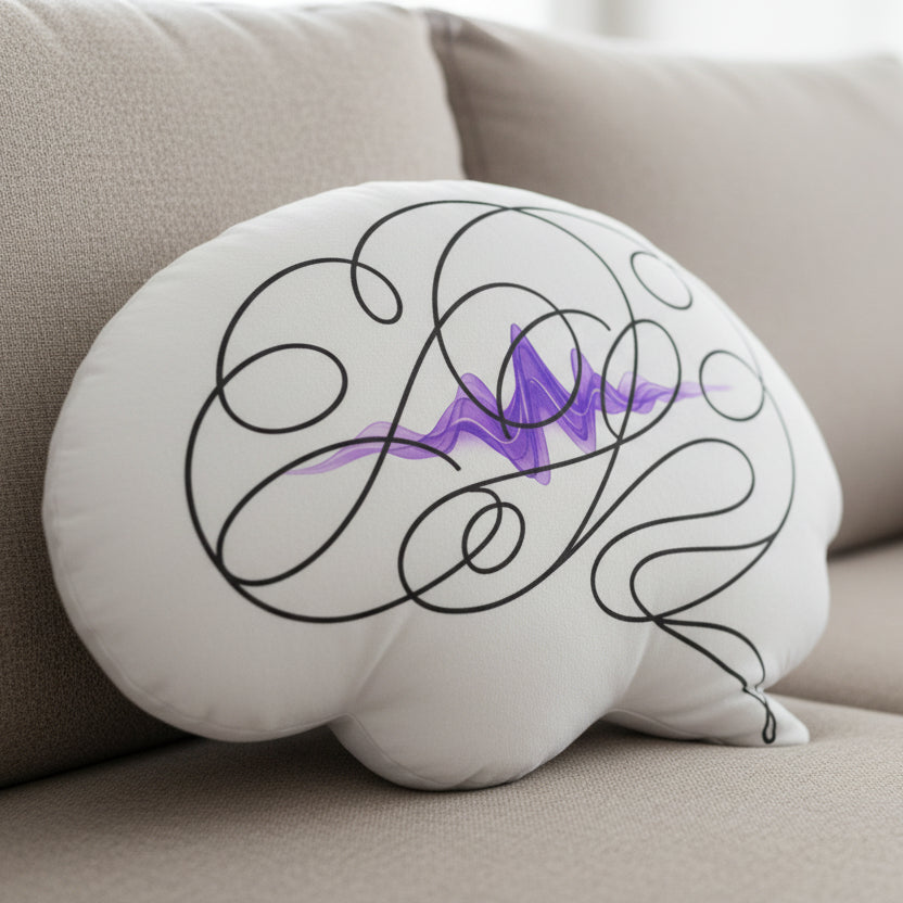 Abstract Brain Shaped Pillow – Epilepsy Awareness Accent Pillow