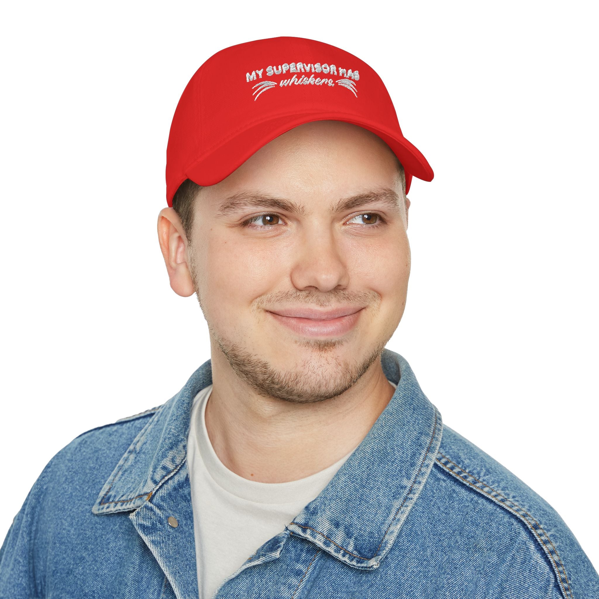 My Supervisor Has Whiskers Embroidered Cat Lover Baseball Cap