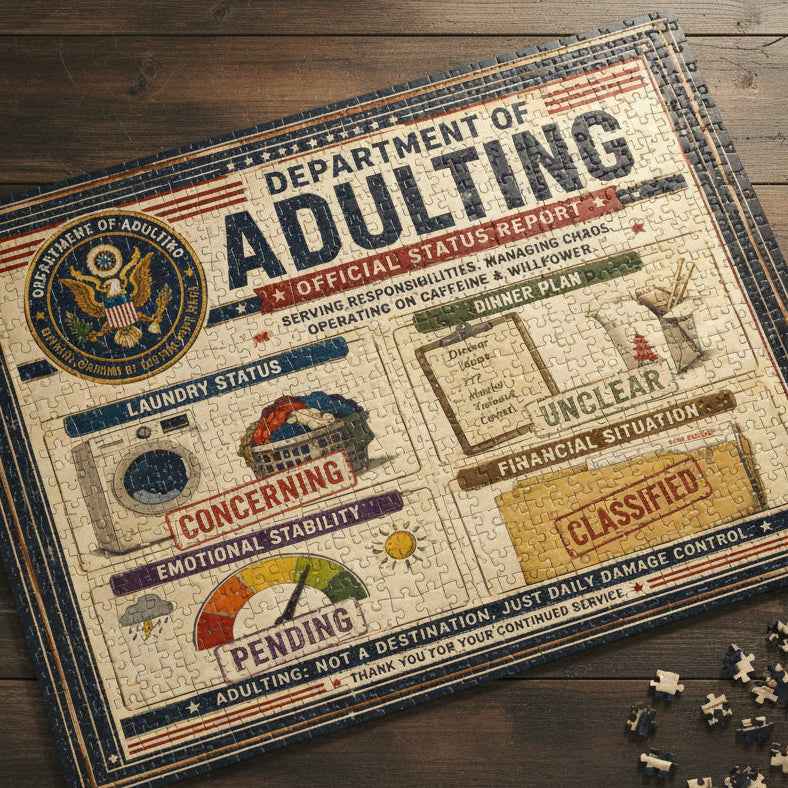 Department of Adulting 2000-Piece Jigsaw Puzzle – Official Status Report for Grown-Ups