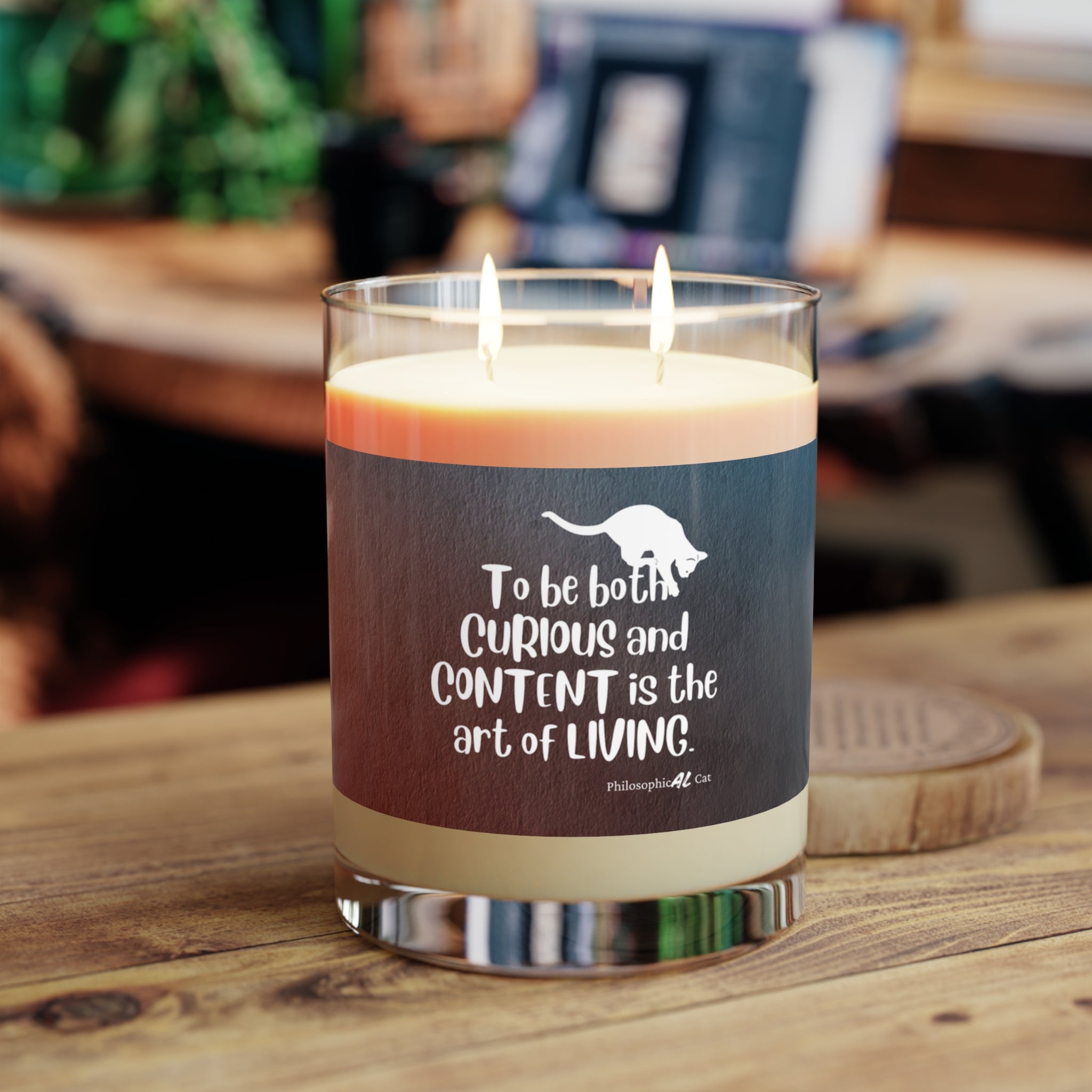 Photo depicting the ​Curious & Content Scented Candle - Full Glass, 11oz from EpiAl's Shop.